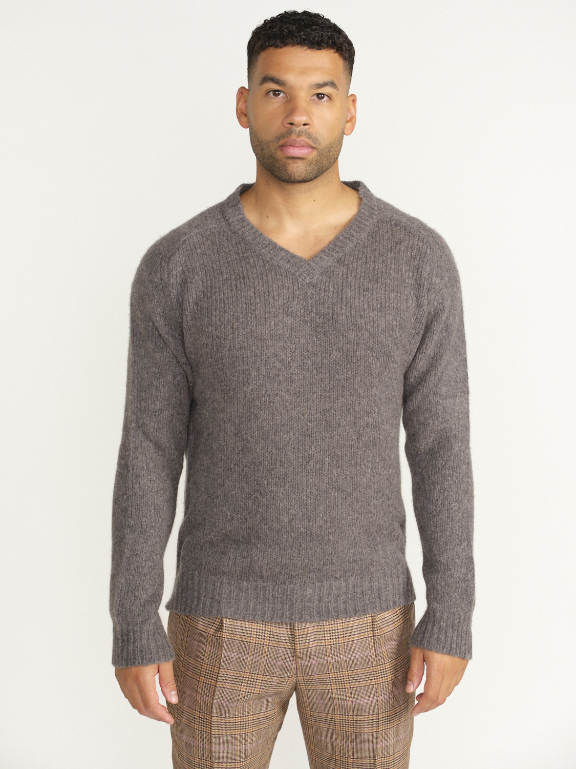 Stephan Boya Marc Nimbus Sweater - Jersey de cachemira con cuello de pico marrón XXL