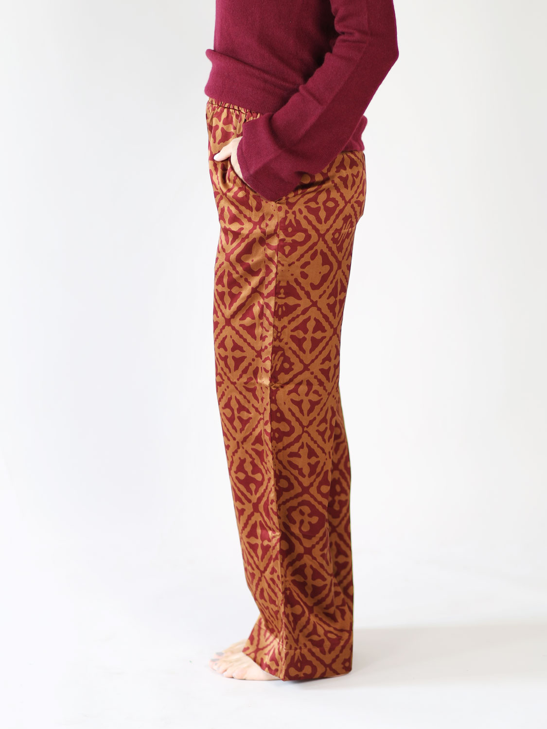 friendly hunting Wide silk pants brown XS