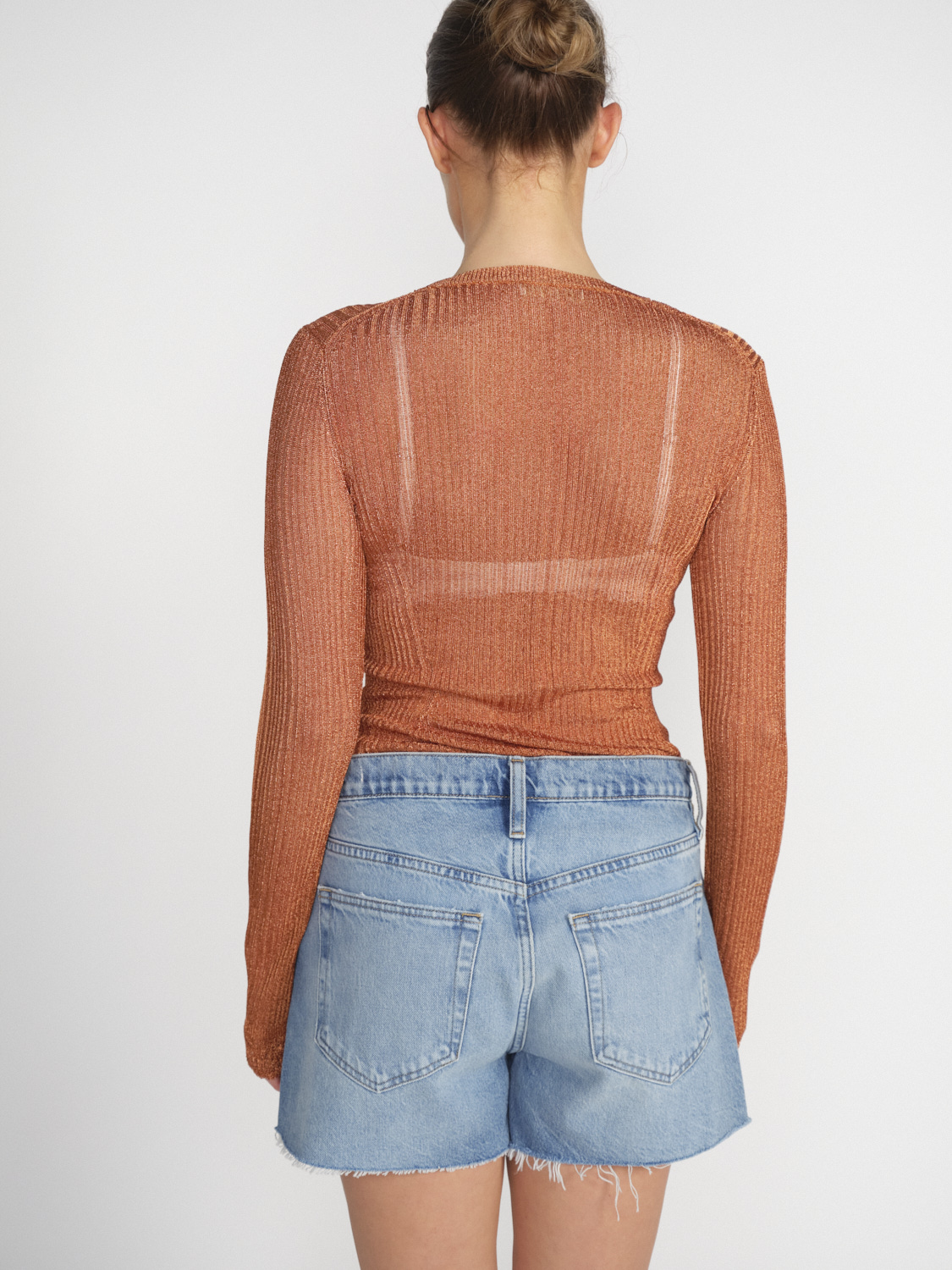 Ulla Johnson Diana – Slim-fitting lurex shirt  orange S