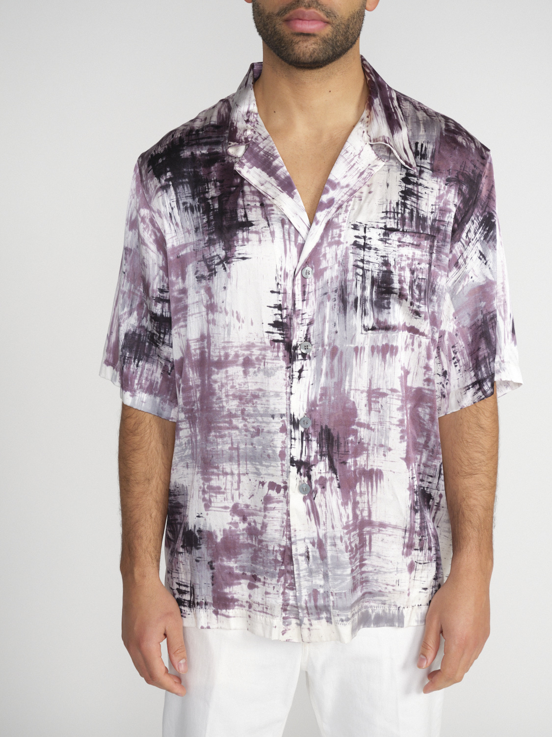 Avant Toi Kurzarm Seiden-Hemd mit Brushed-Effekten 	  mehrfarbig L