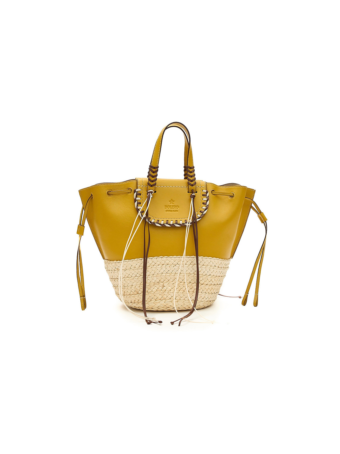 Cuba Lab Bolero – Mustard Natural – Tasche aus Korbmaterial und Leder  gelb One Size