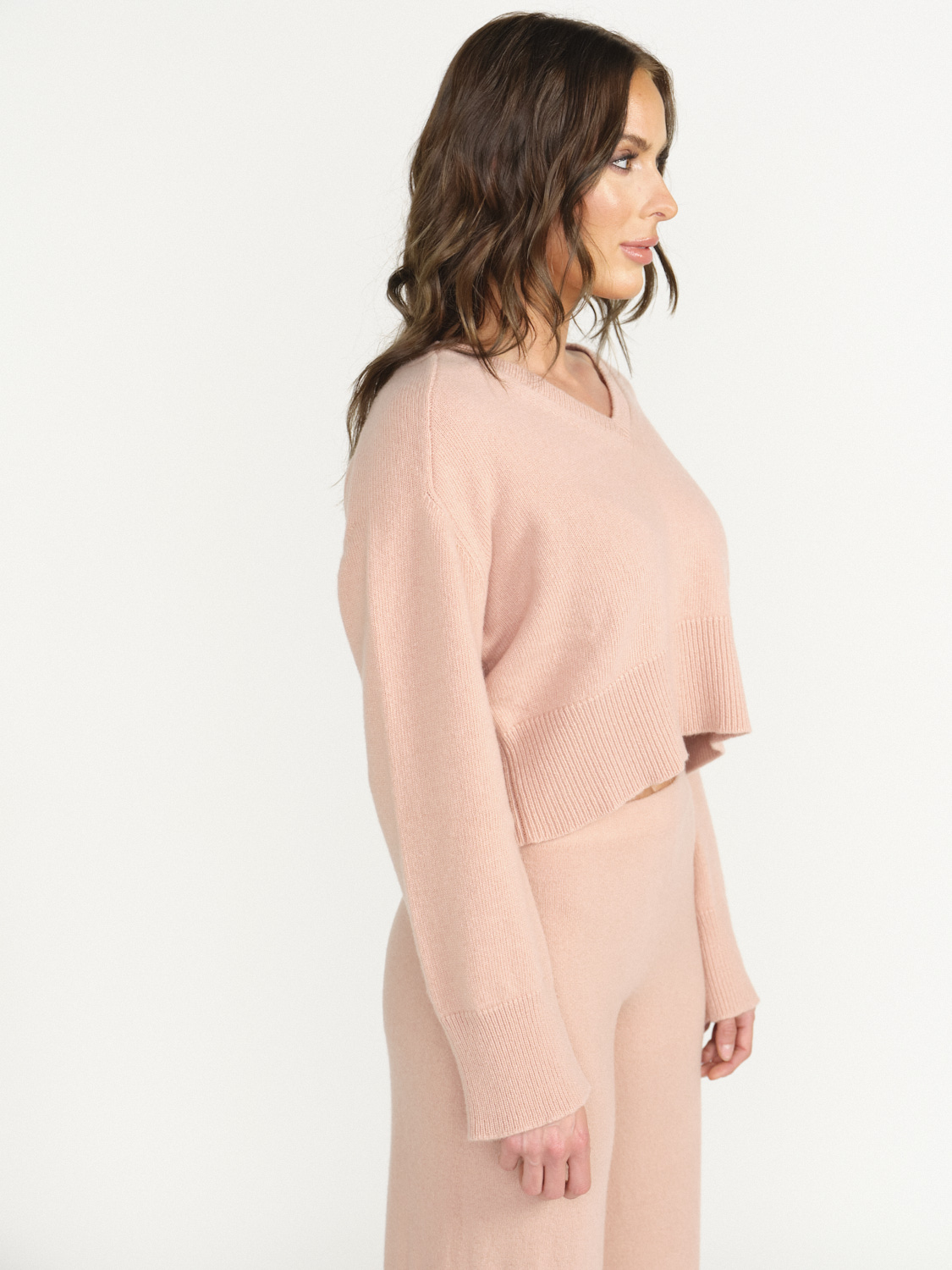 Semicouture Knitted sweater with long sleeves in virgin wool rosa XS