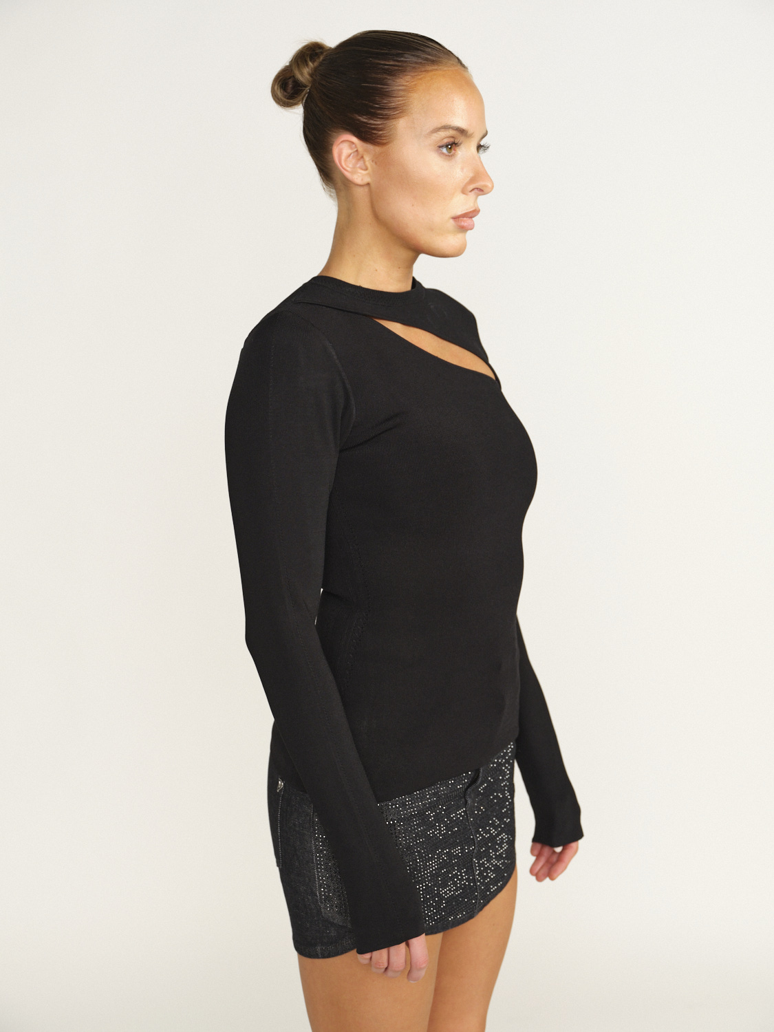 Victoria Beckham Cut Out Shirt - Figure-hugging long-sleeved shirt with cut-outs black 36