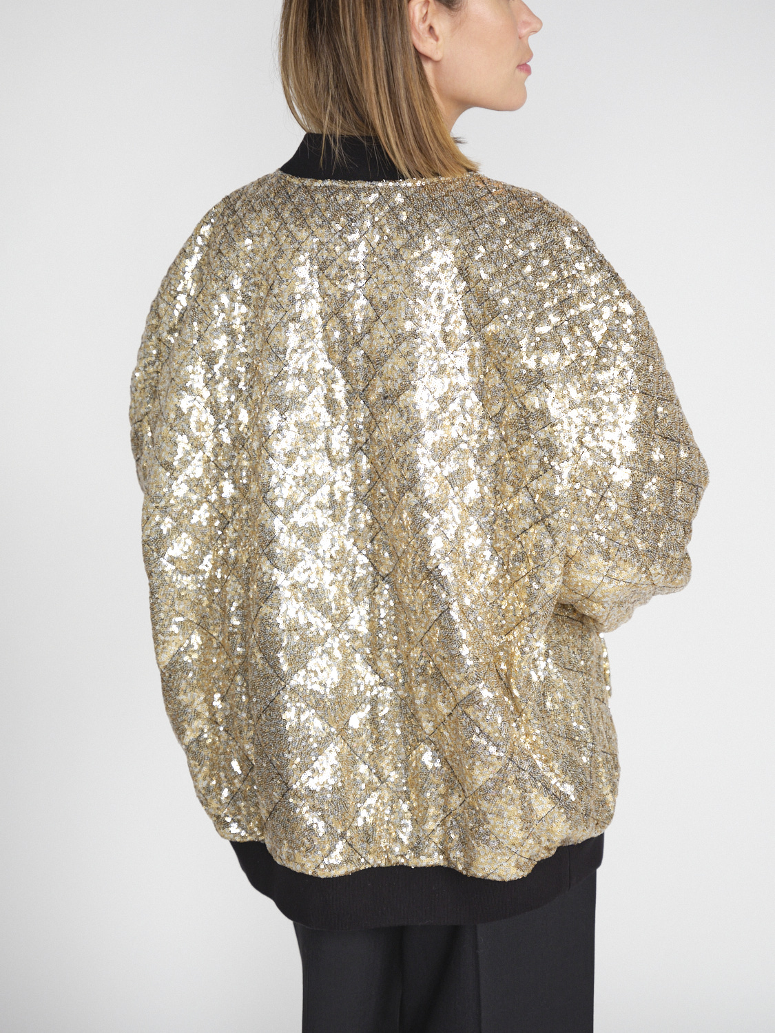 Dorothee Schumacher Shimmering Attraction - Bomber jacket with diamond quilting and sequins  gold XS