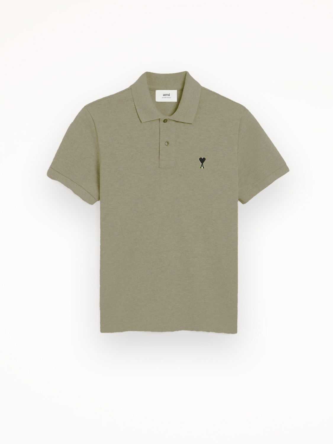 Ami Paris  Polo shirt with embroidered logo khaki XS