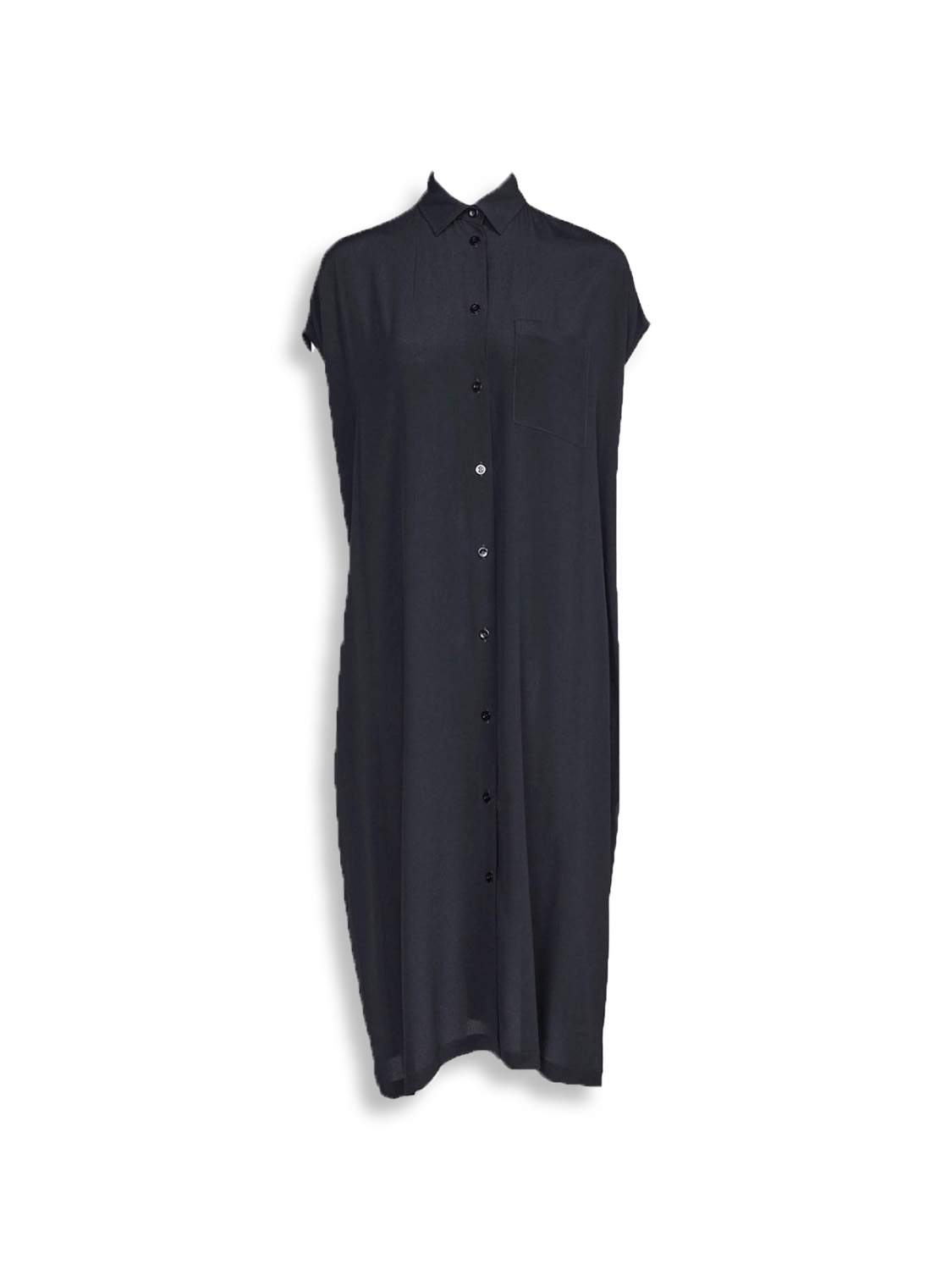 Short sleeve midi dress with full length button placket