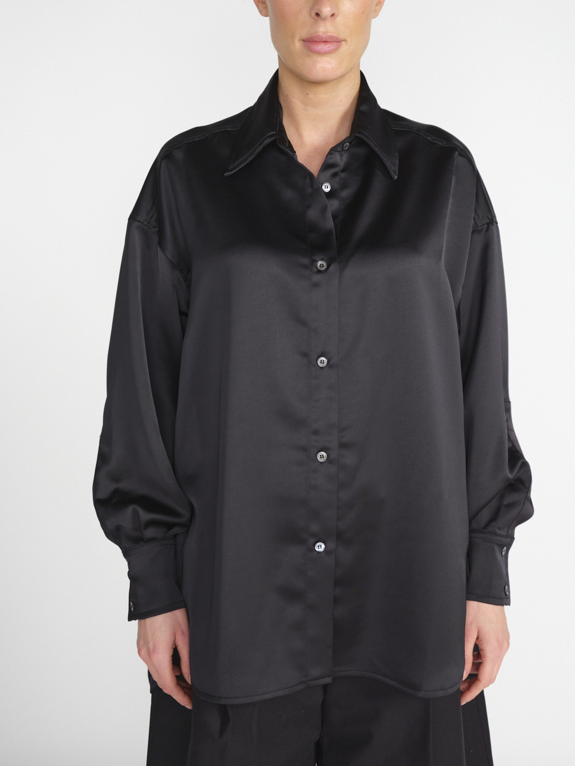 Roberto Collina Oversized satin shirt  black XS