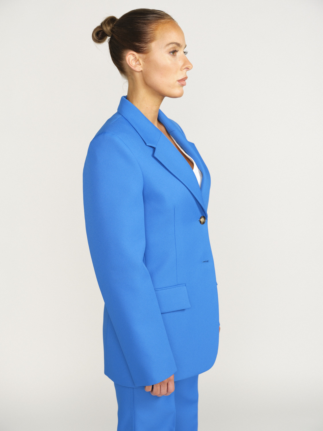 Victoria Beckham High Single Button Jacket - Single breasted blazer with patch pockets blue 36