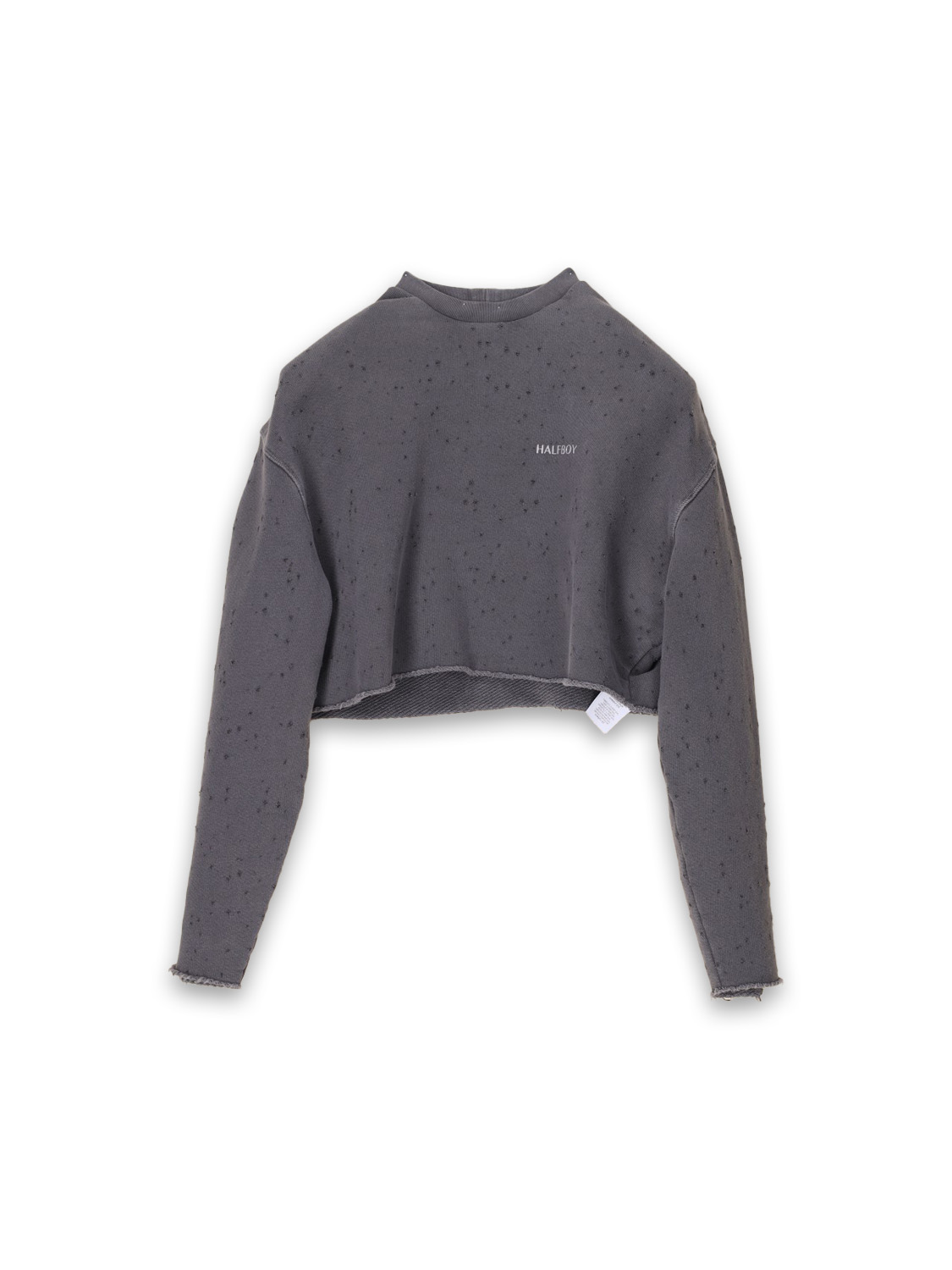 Halfboy Crew Neck – Cropped Pullover mit Schulterpolstern   grau S