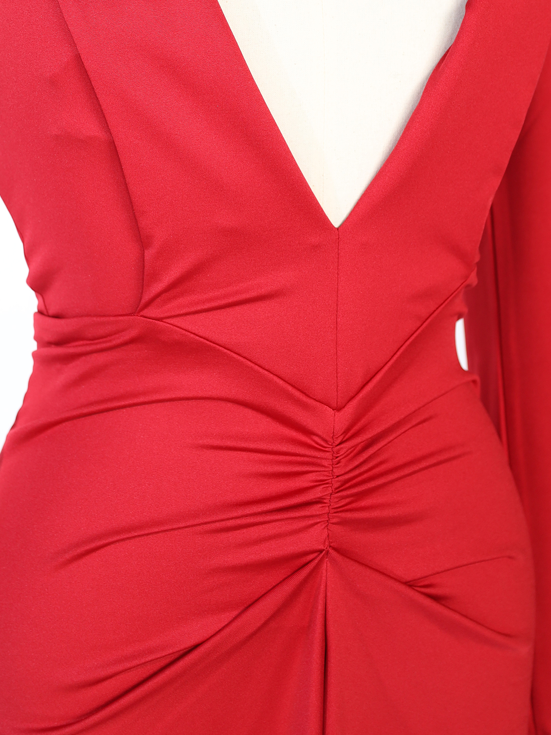 Victoria Beckham Long Sleeve Deep – V-neck dress red 34