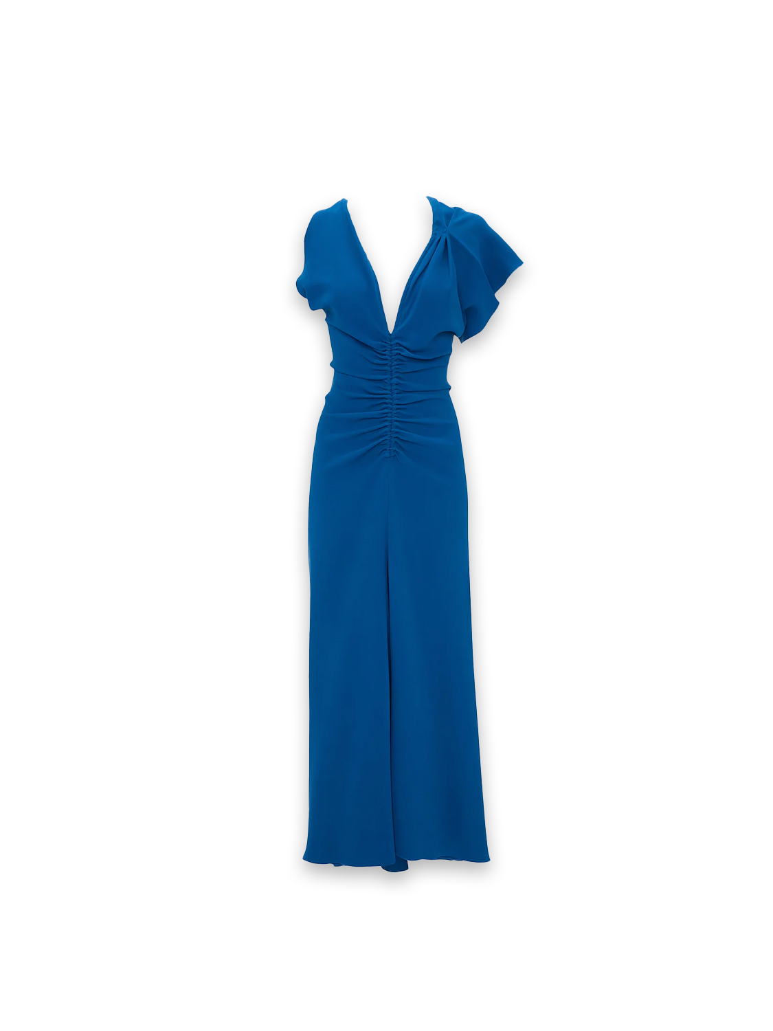 Victoria Beckham Asymmetric Ruched - Midi dress with ruffled detail  blue 38