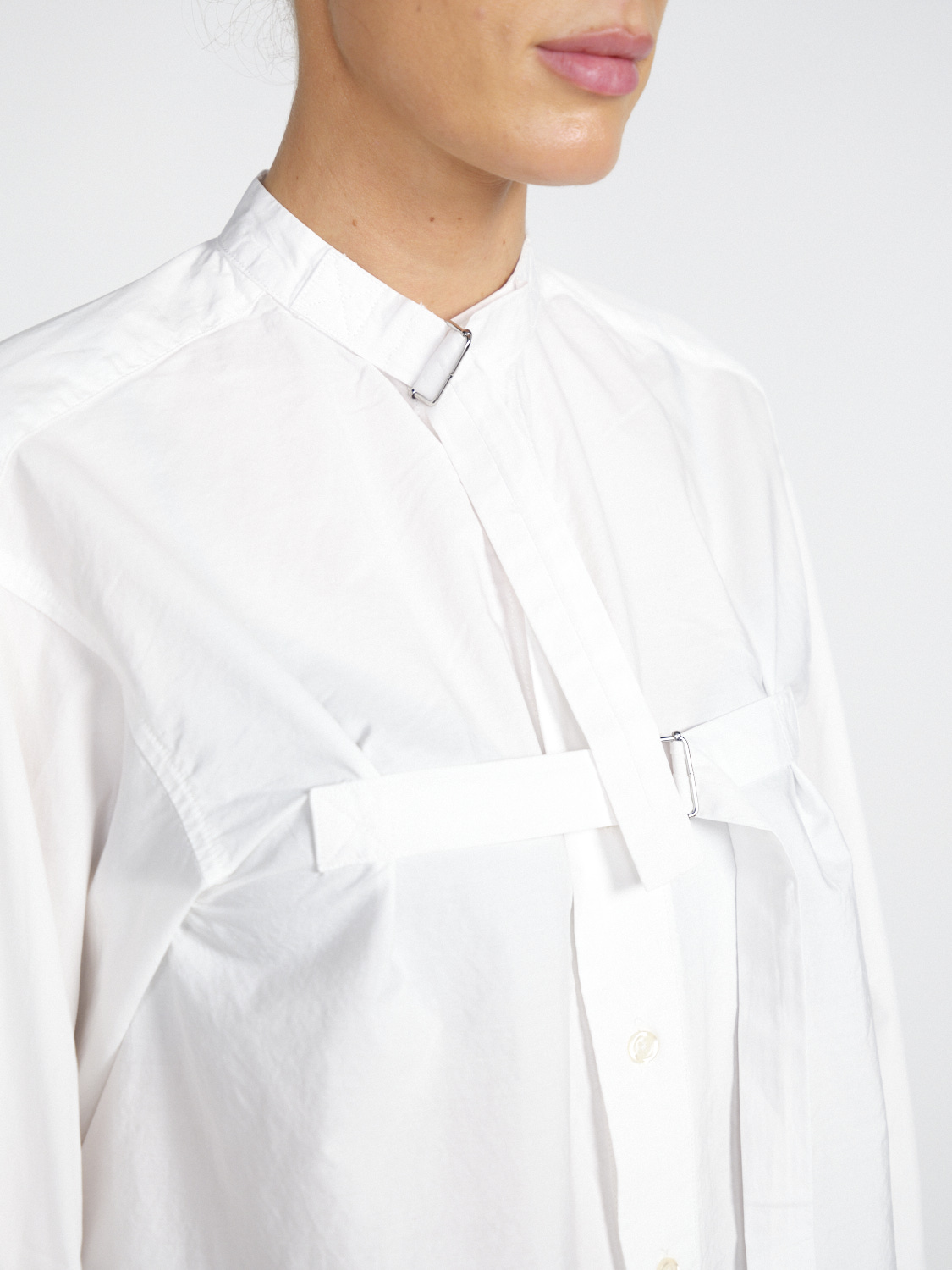 R13 Seamless - Oversized Bluse mit Montagegürtel-Details  blanco S