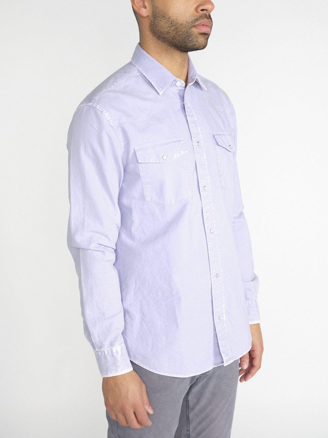 Dondup Cotton shirt with a denim look  lila M