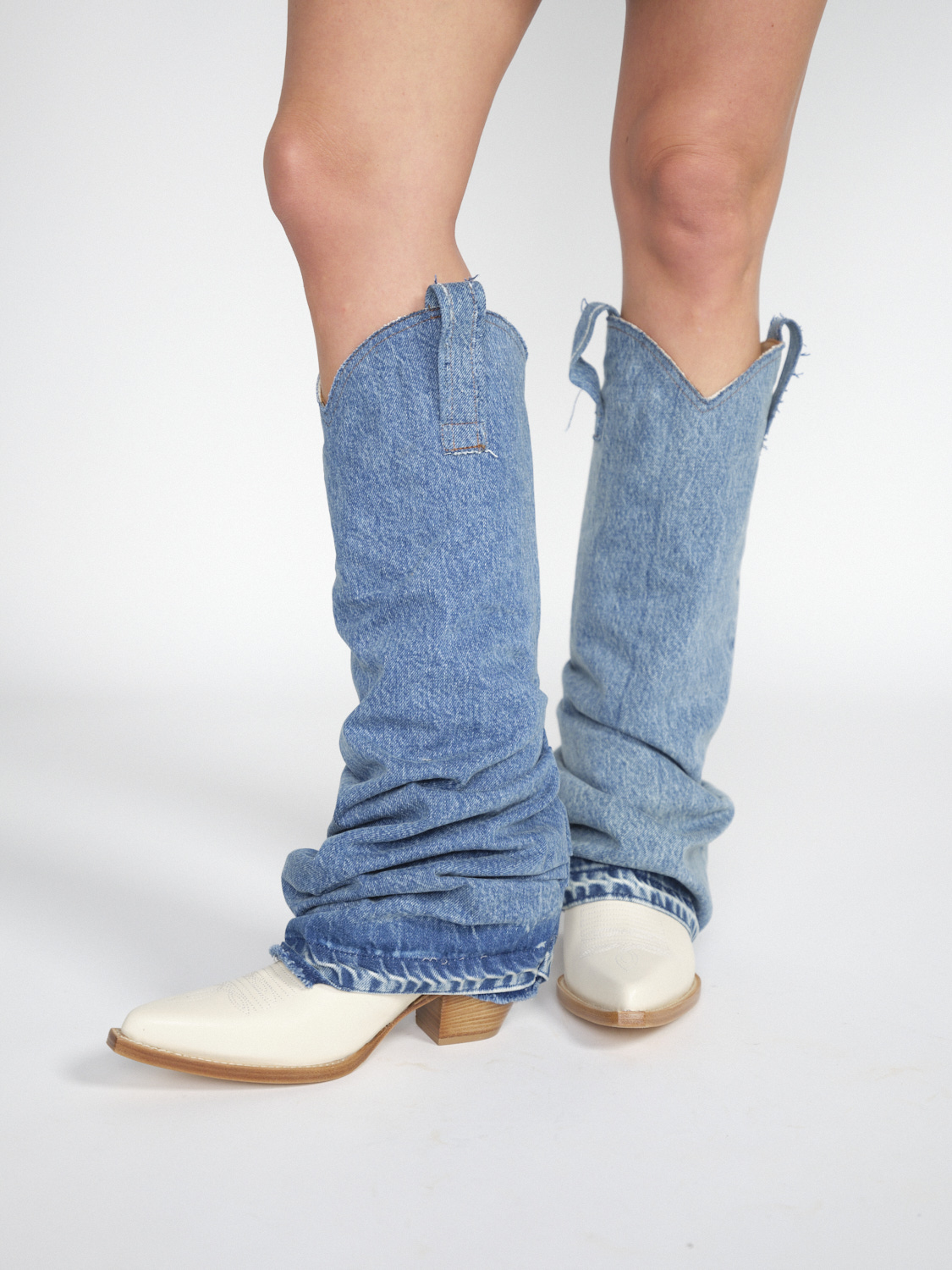 R13 Cowboyboots mit Denim-Stulpen  mehrfarbig 38