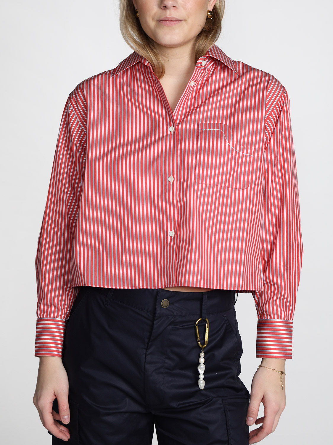 Cuantico Milano - Gestreifte Bluse rot XS/S
