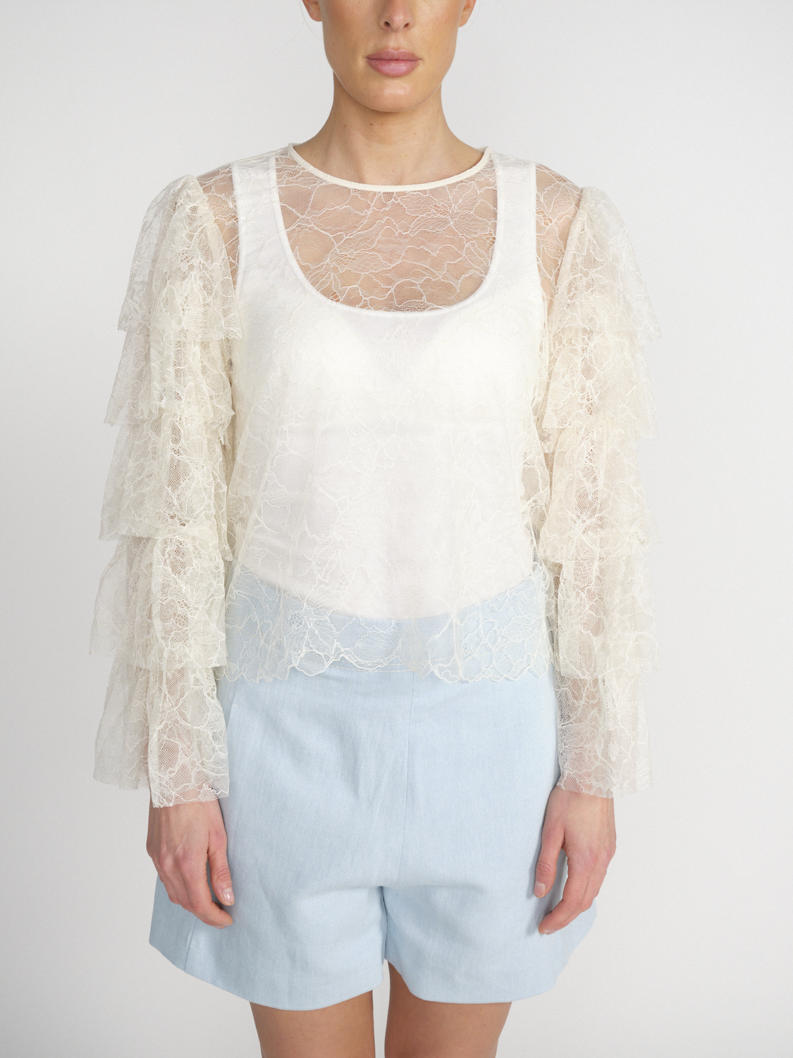Frame Layered - Spitzen-Bluse mit Layer-Details   creme S