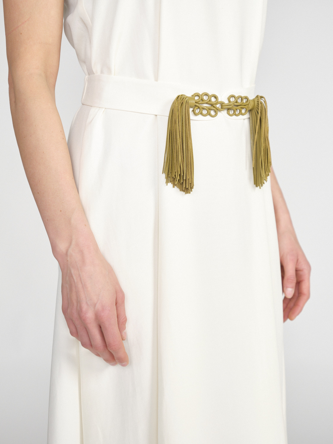 Antonia Zander Gitty - Elastic belt with fringe details   creme One Size