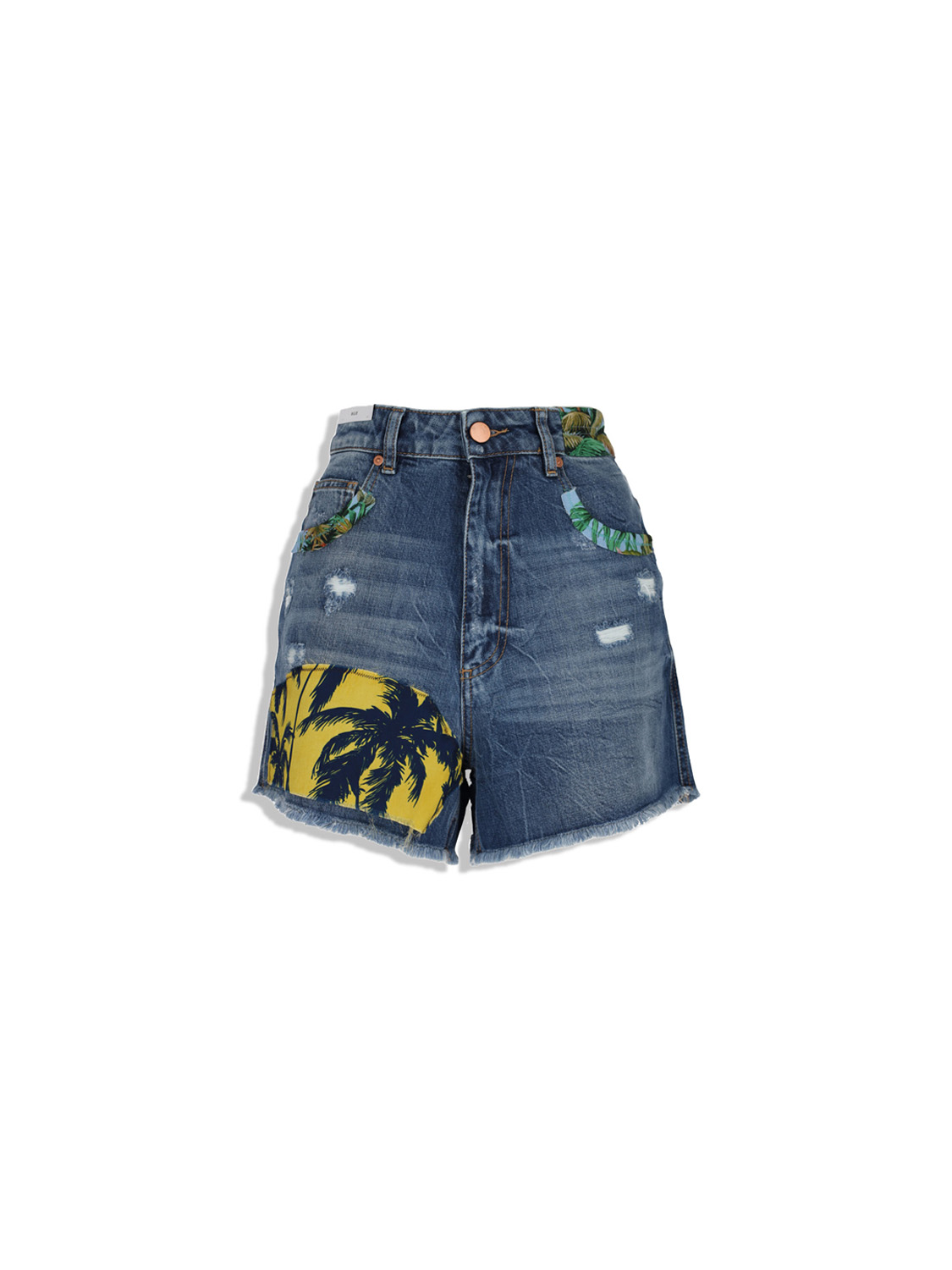 Billie - Shorts with tropical patch design in cotton