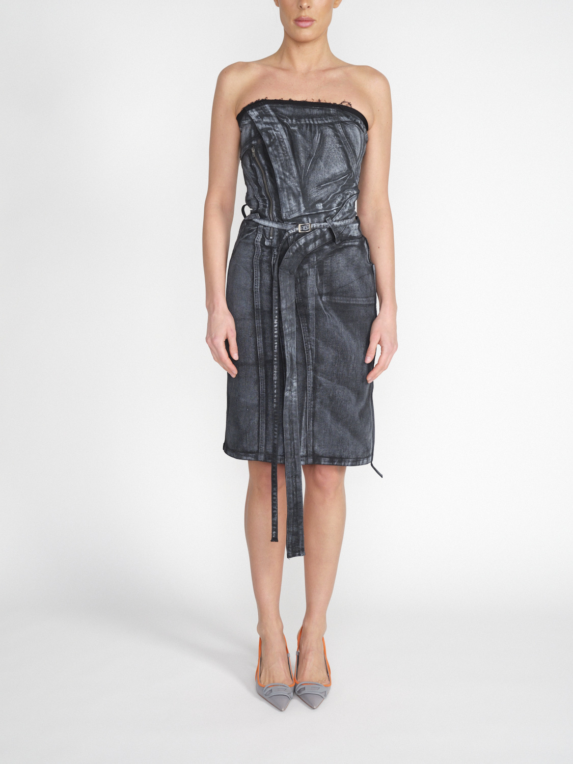 Ottolinger Denim Tube - Off-shoulder denim mini dress  grey S