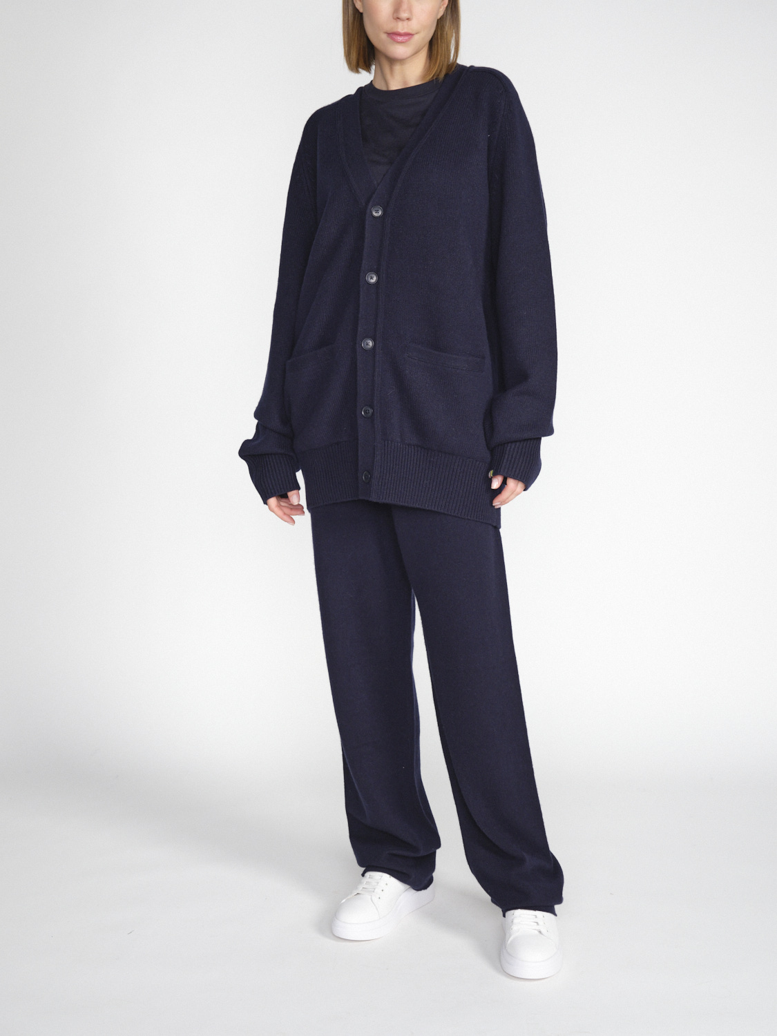Extreme Cashmere N°244 Papilli - Oversized cashmere cardigan  marine One Size