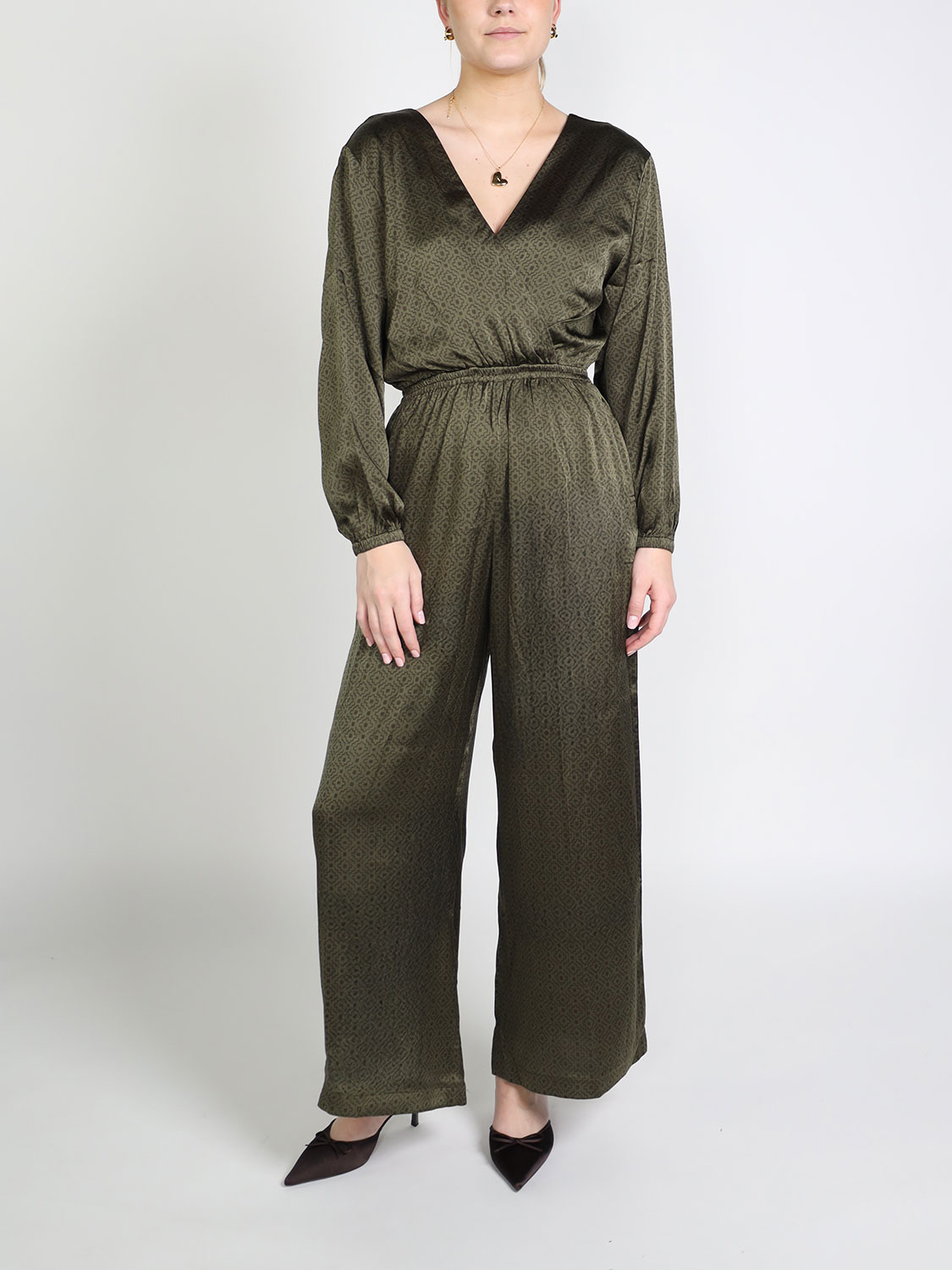 friendly hunting Pinta Addis Ababa silk jumpsuit khaki XS friendly hunting Pinta Addis Ababa silk jumpsuit khaki XS