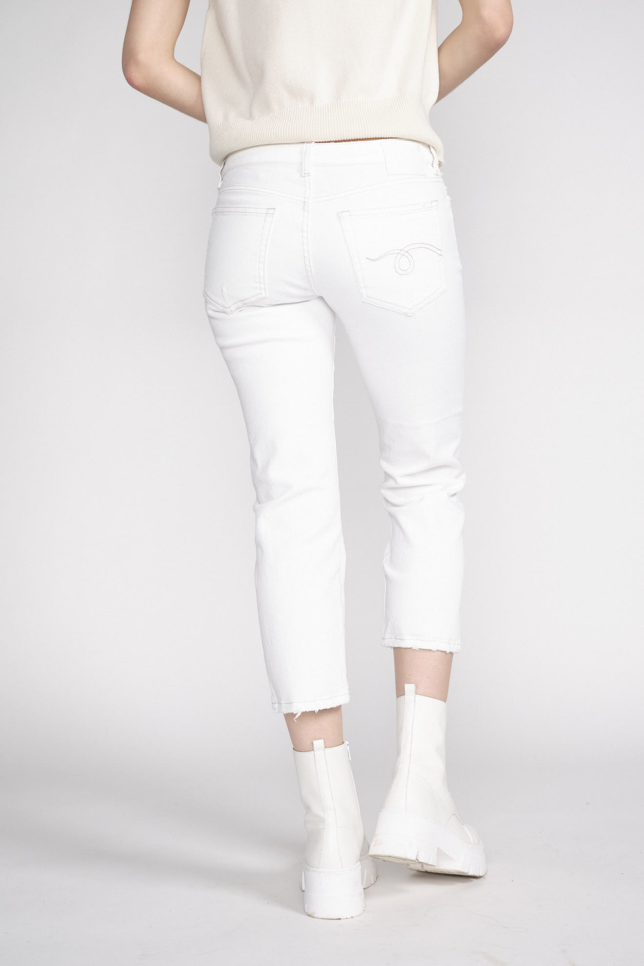 R13 Boy Straight - Jeans en coton à l'aspect usé weiß 25