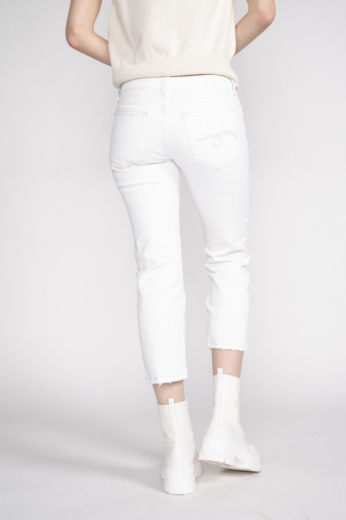 R13 Boy Straight - Jeans en coton à l'aspect usé weiß 29