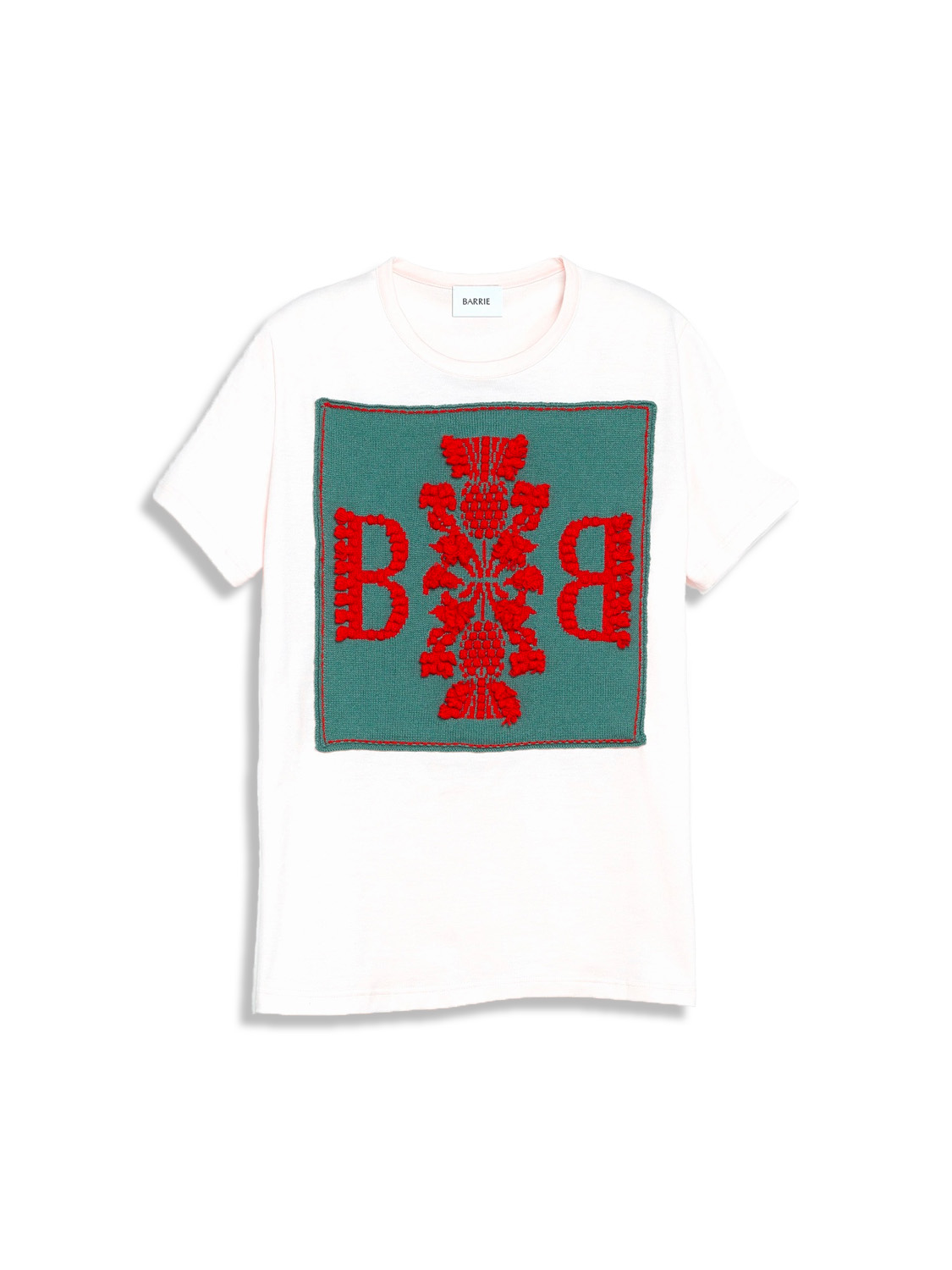 Barrie Cotton T-Shirt with logo cashmere patch - T-shirt avec patch logo en cachemire taupe M