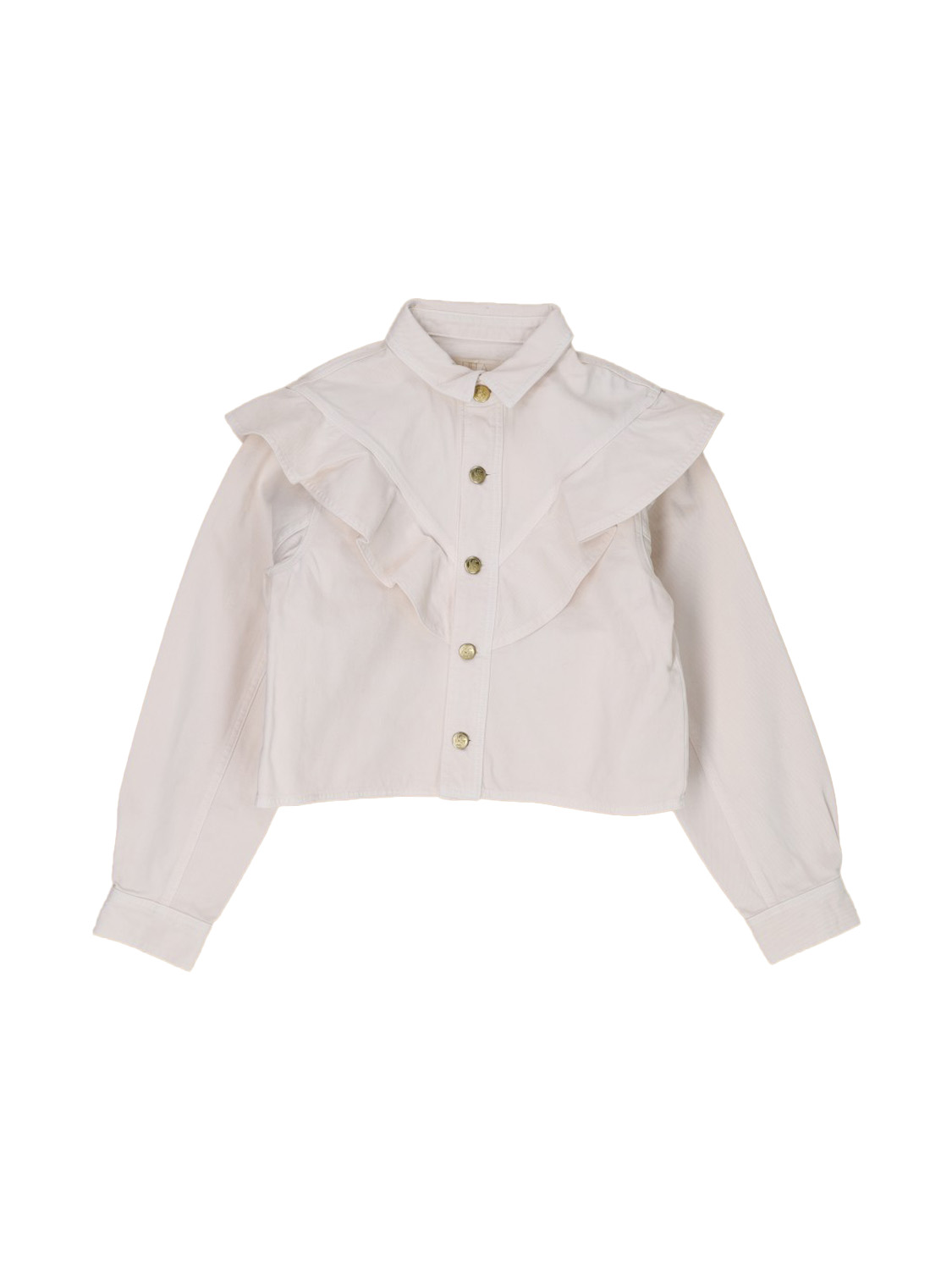 Ulla Johnson The Mathilde - Denim shirt with ruffles creme S Ulla Johnson The Mathilde - Denim shirt with ruffles creme S