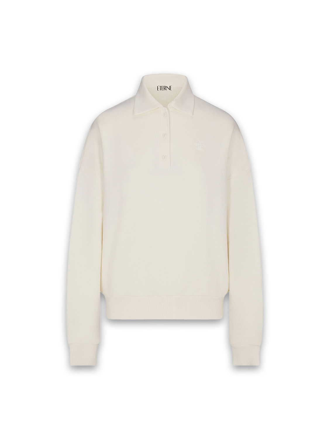 Eterne Oversized cotton polo sweatshirt  creme S