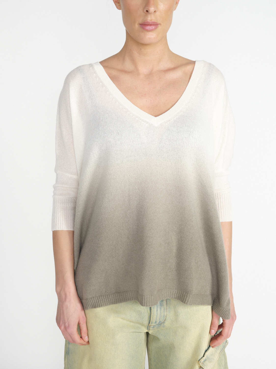 Kujten Minie – Oversized Cashmere Pullover mit Farbverlauf   khaki One Size