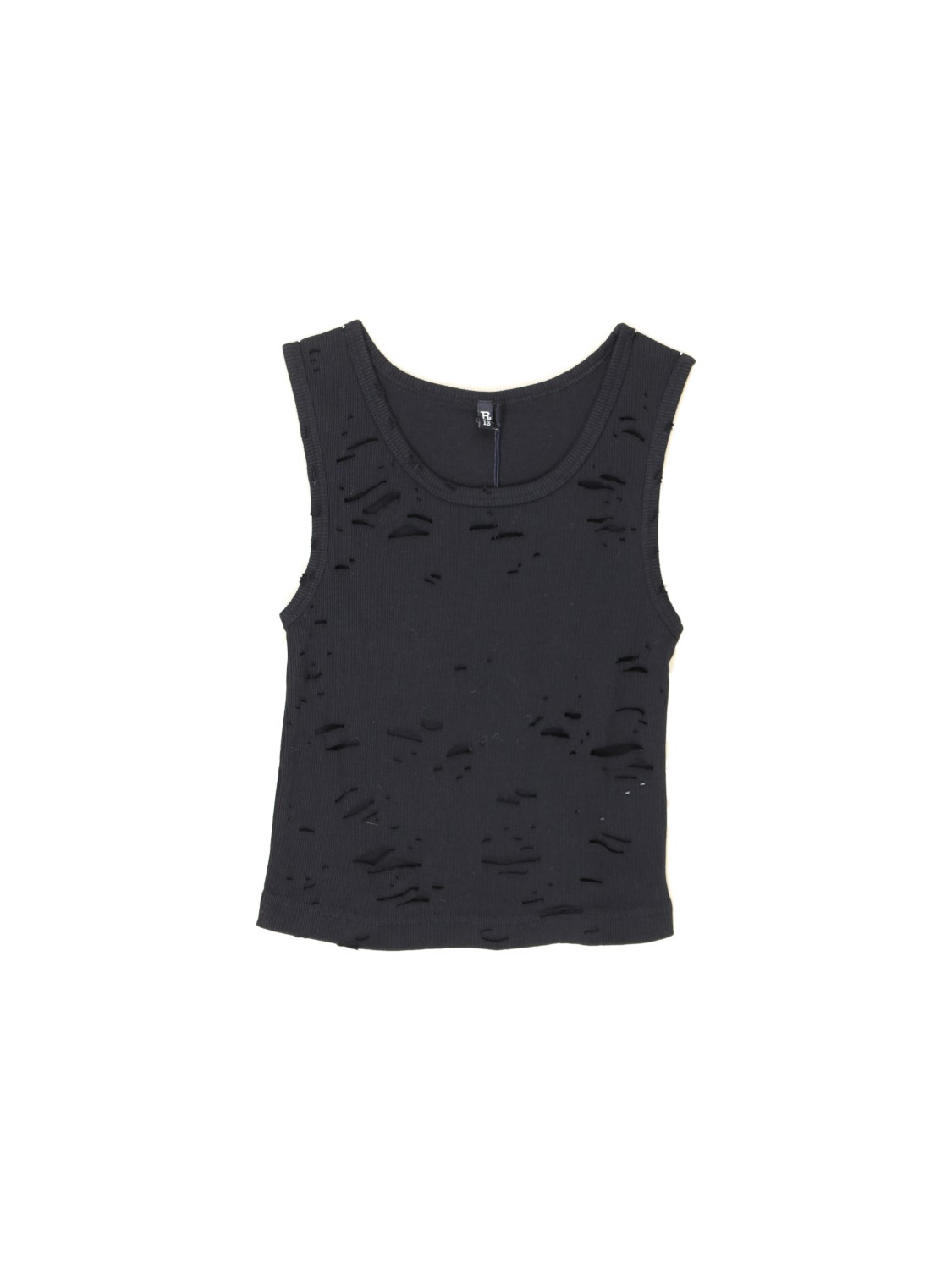 R13 Distressed Tank - Top court avec découpes schwarz XS