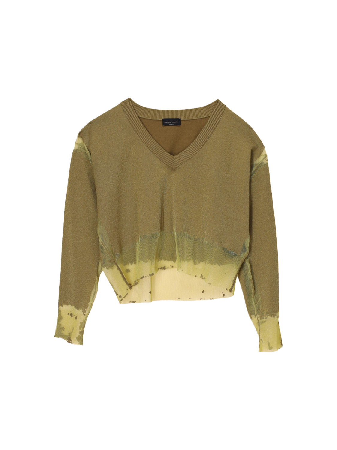 Roberto Collina Boxy – Cropped Pullover mit Lurex-Details  grün S