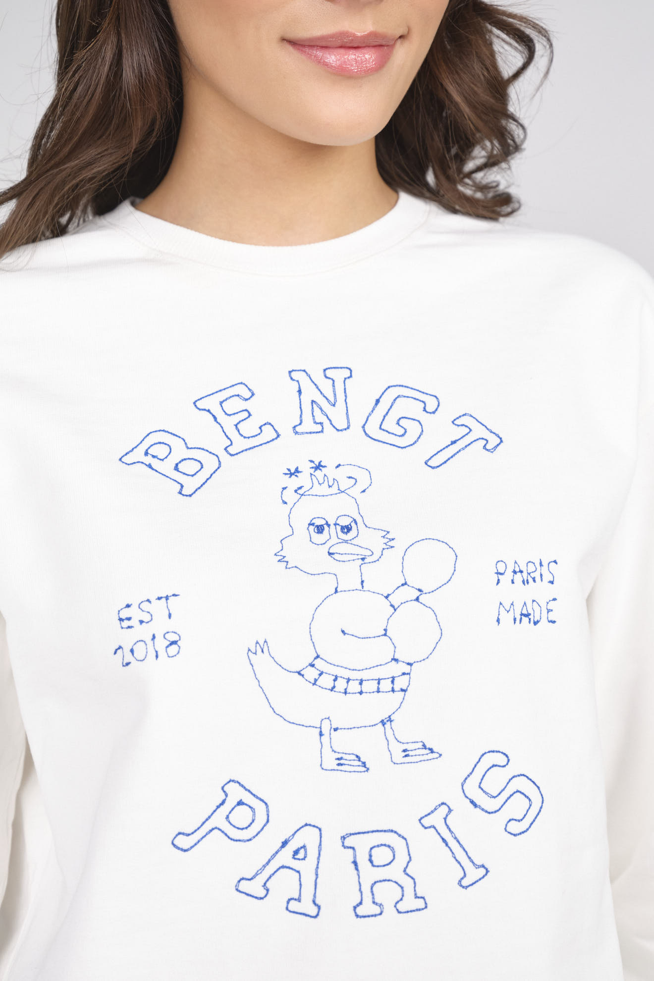 Bengt Paris Boxer – Sweatshirt mit Stickerei aus Baumwolle weiss M