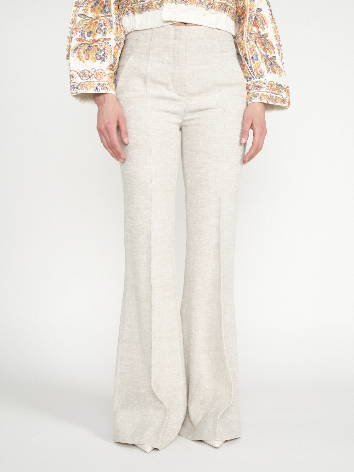 Jody - Pantaloni in lino con effetto tweed  