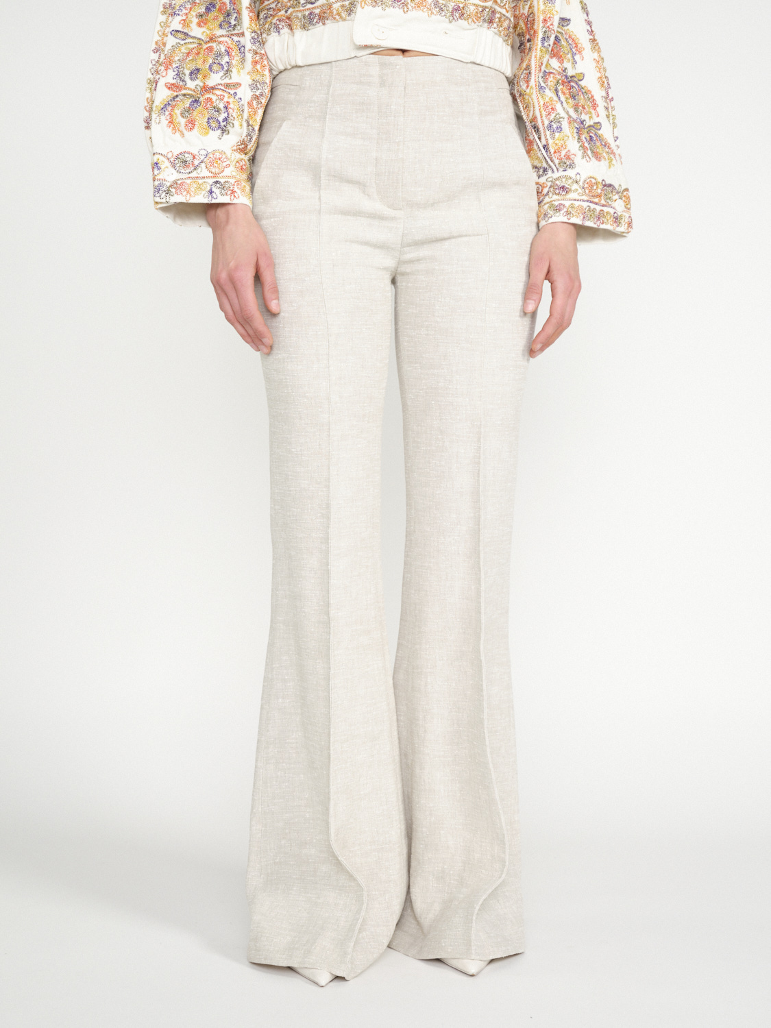 Sly010 Jody – Leinen-Hose in Tweed-Optik beige 40