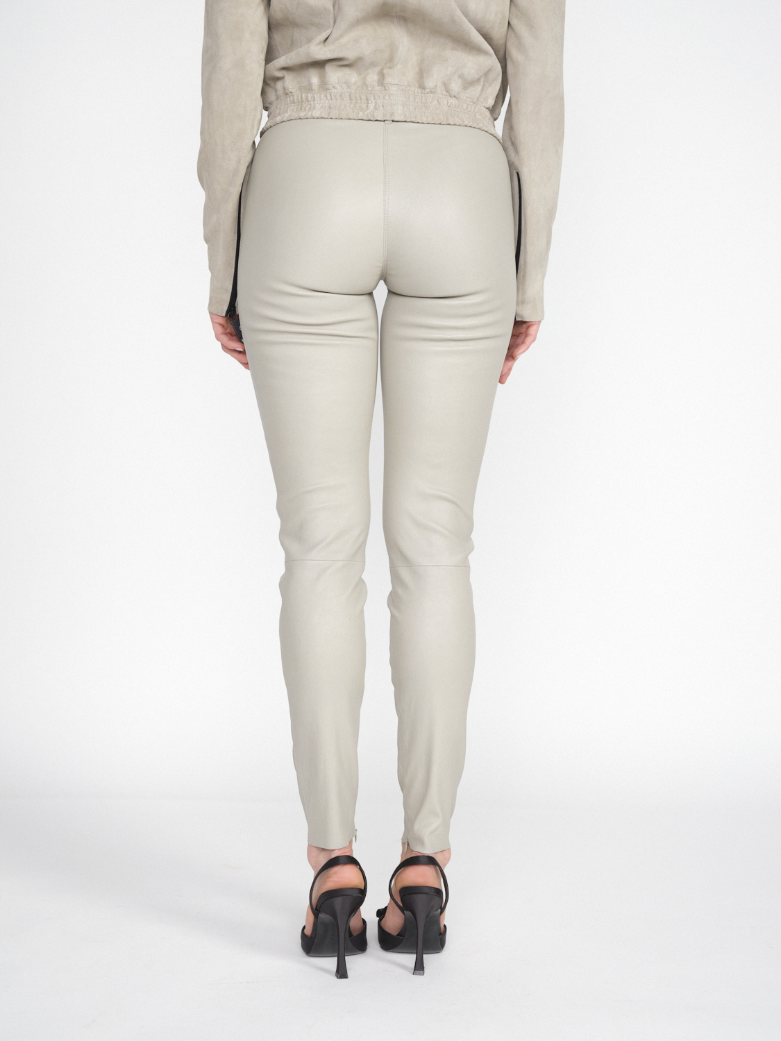 jitrois Wynn Pant - Pantalon étroit en cuir d'agneau beige 34