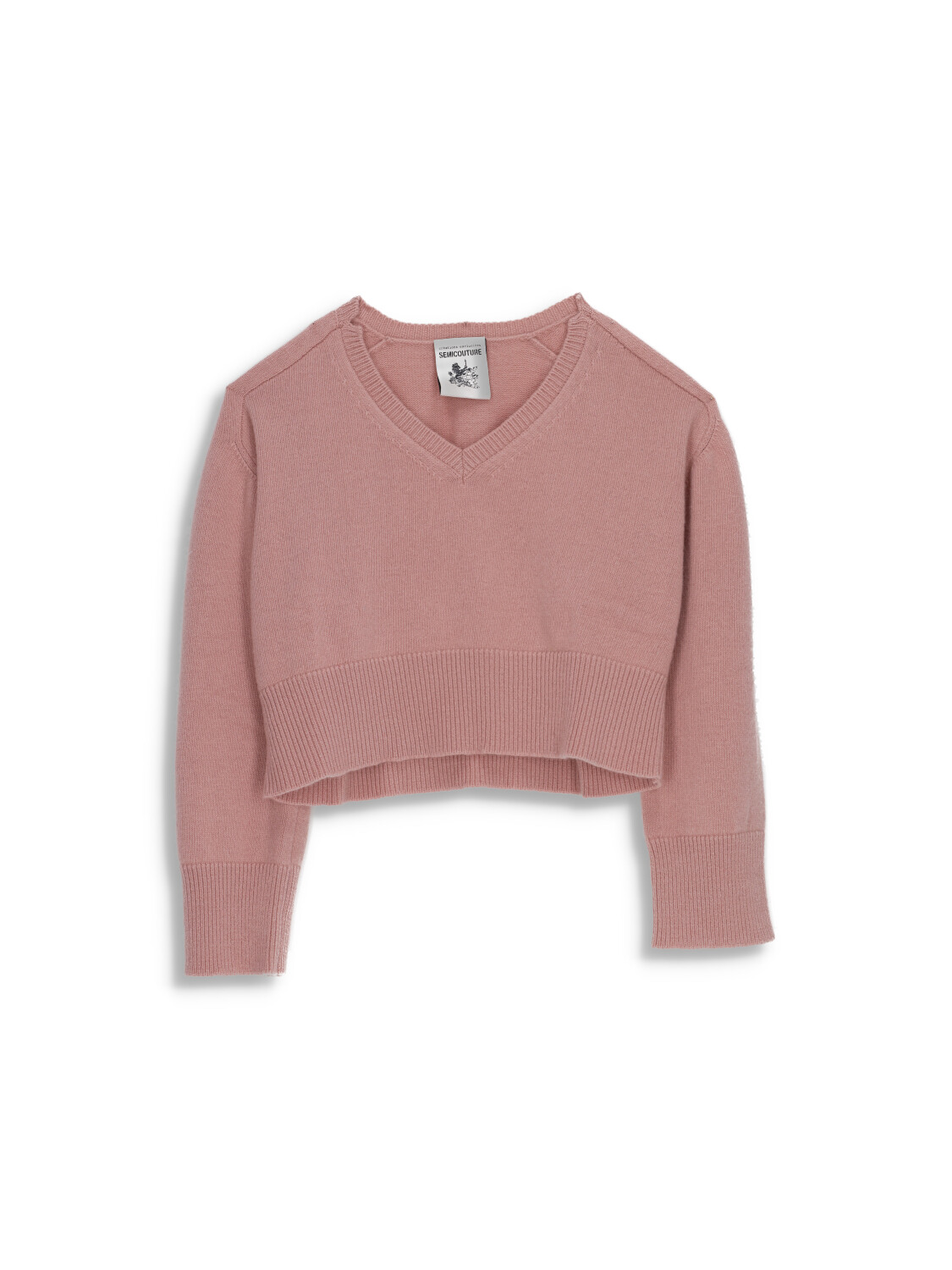 Knitted sweater with long sleeves in virgin wool
