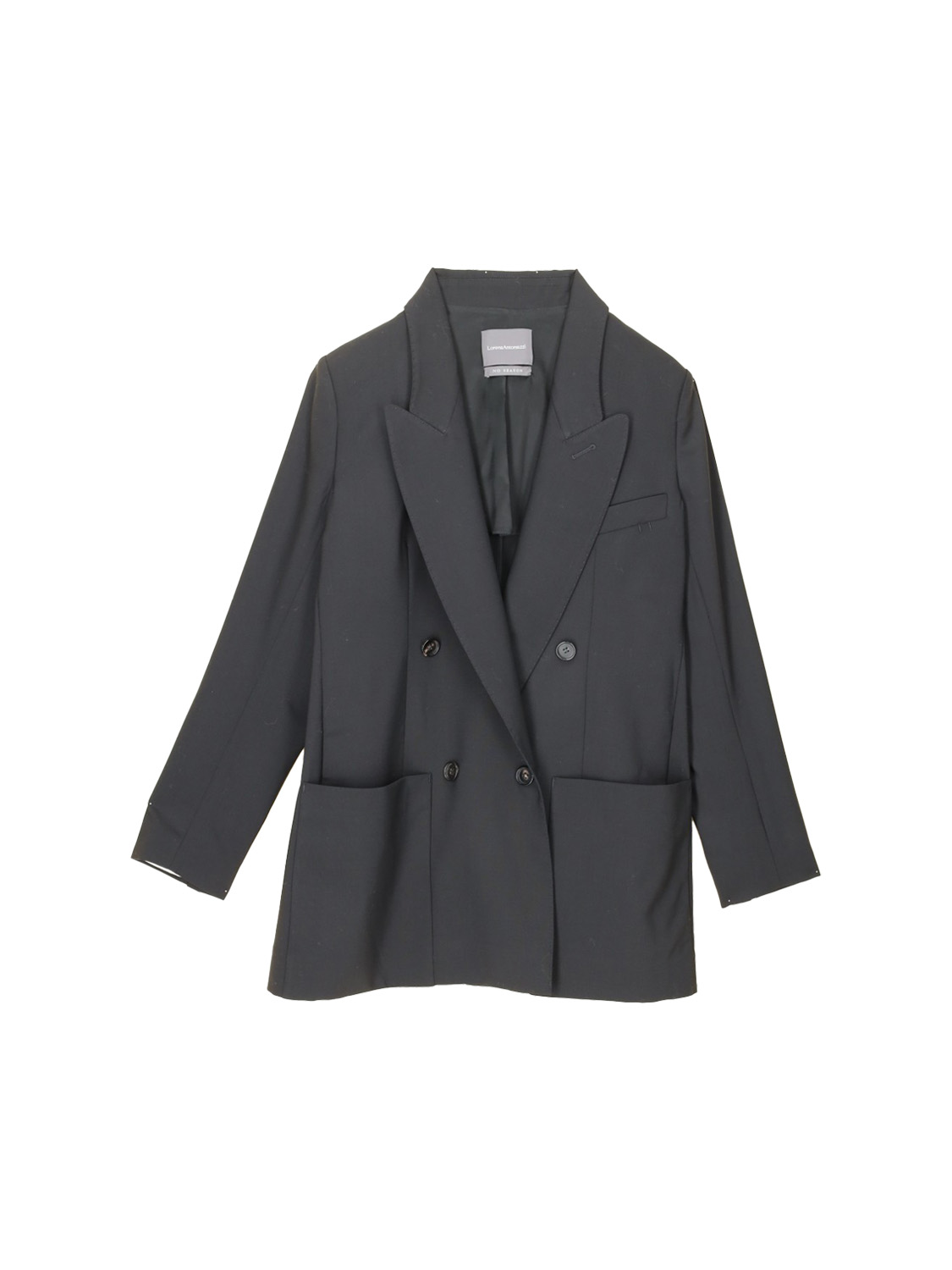 Lorena Antoniazzi Double-breasted blazer in virgin wool and stretch  black 38