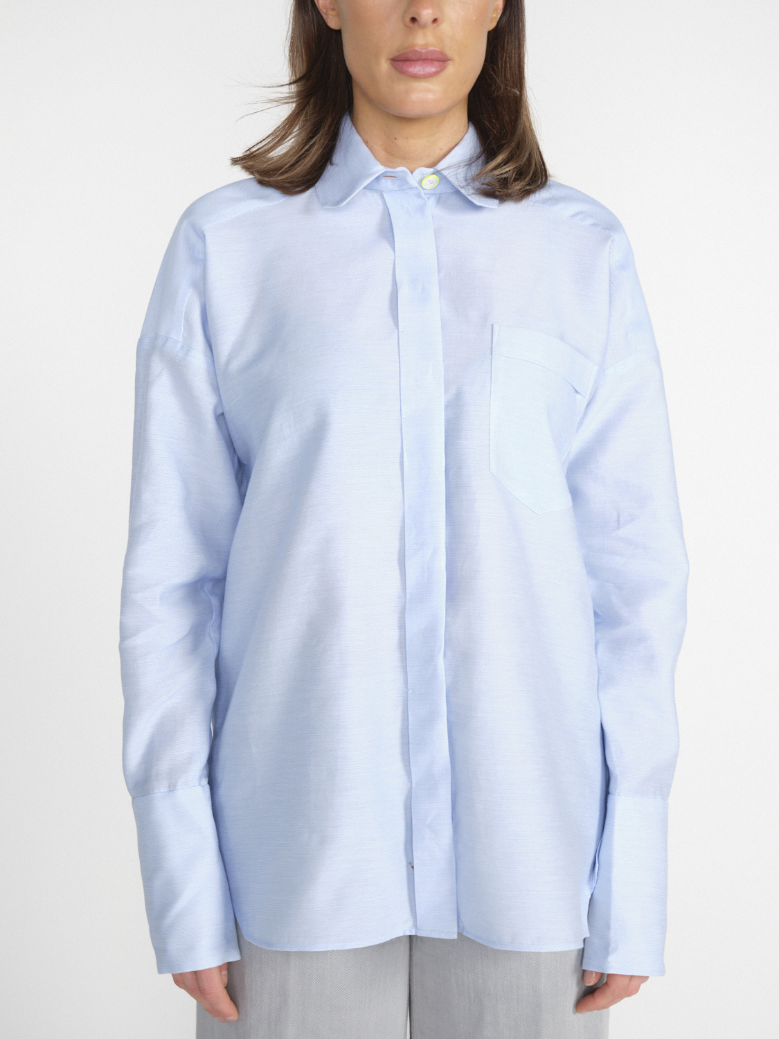 Antonia Zander Bluse aus Baumwoll-Seiden-Mix   hellblau S