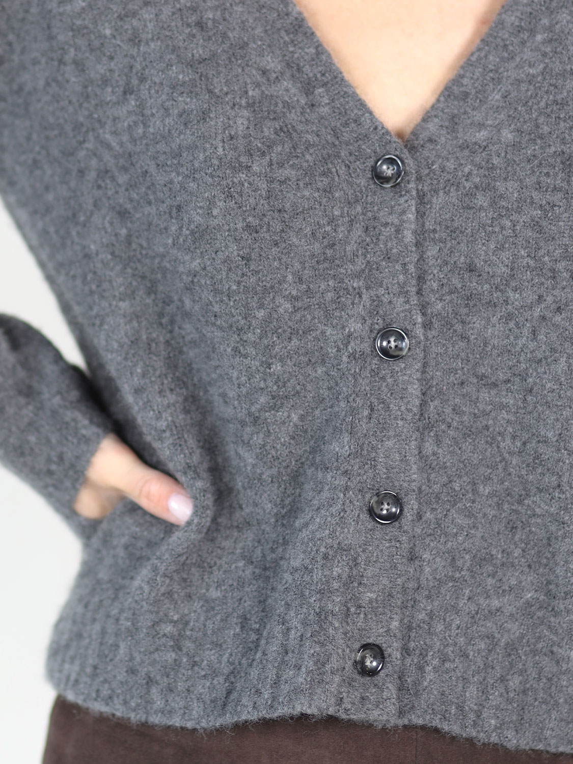 Roberto Collina Strickjacke aus Cashmere-Seiden-Mix  anthrazit S