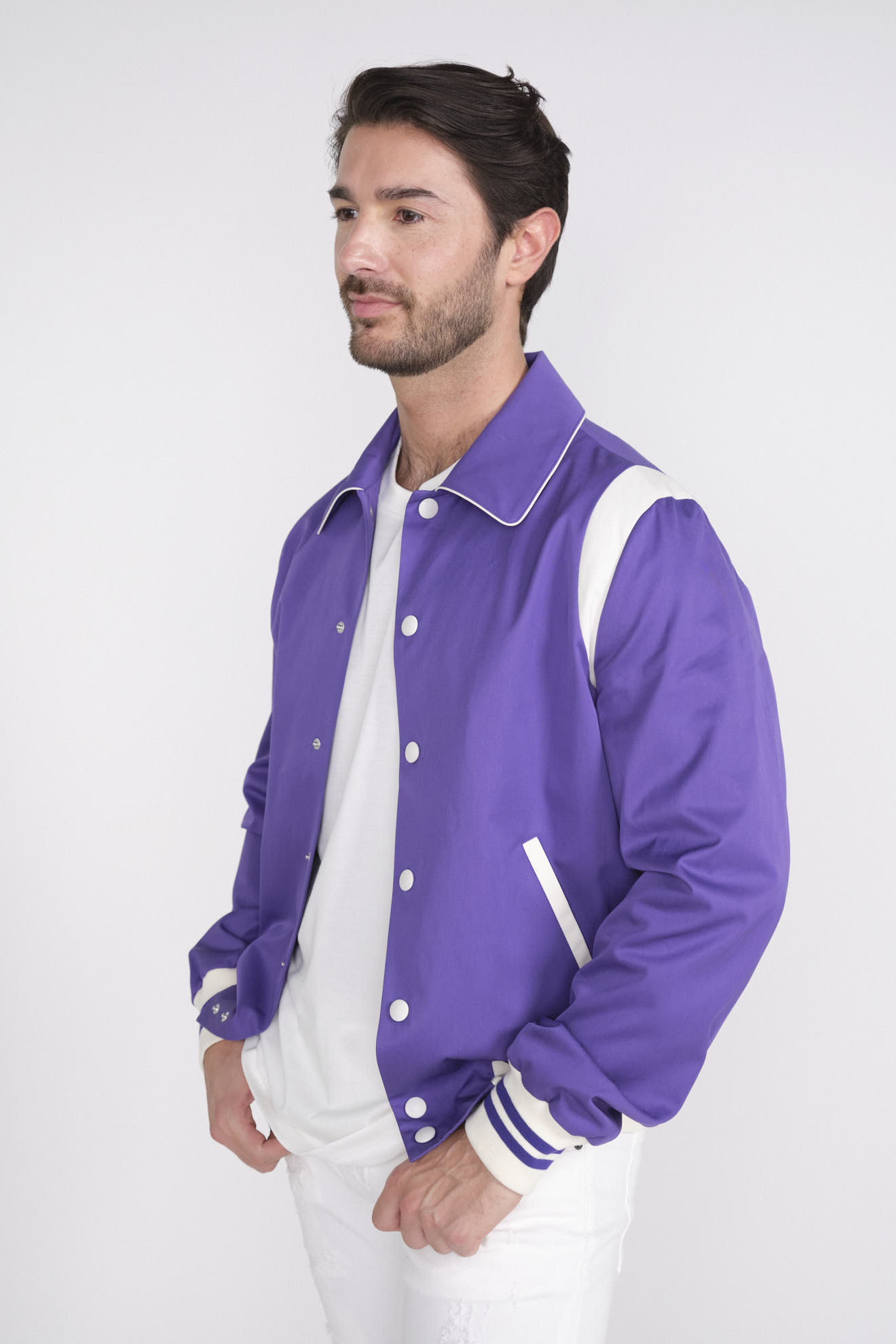 PT Torino Jacke im Collegestil aus Baumwolle lila 50