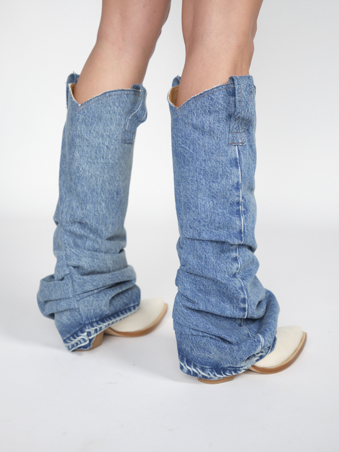 R13 Cowboyboots mit Denim-Stulpen  mehrfarbig 38