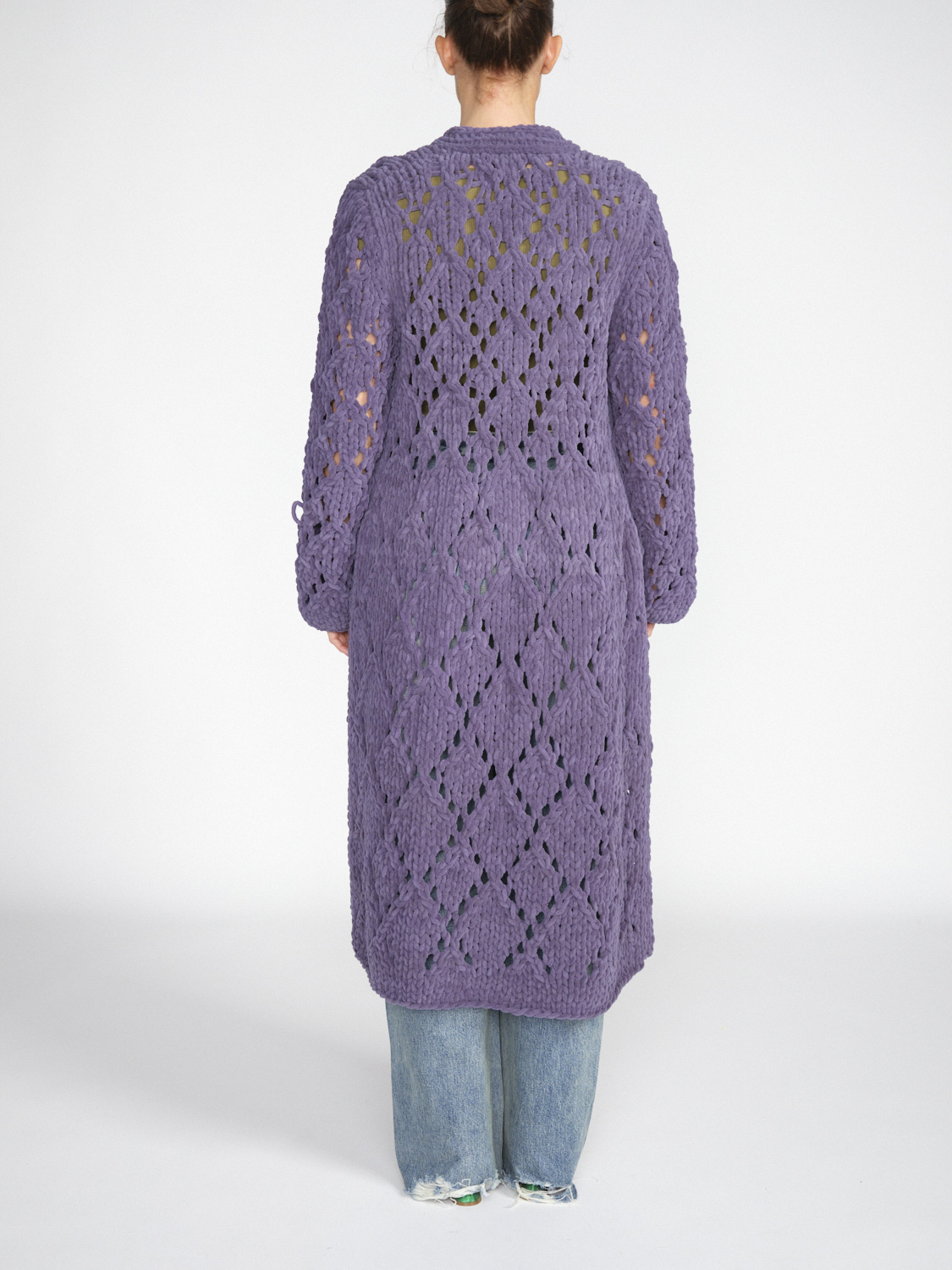 Iris von Arnim chenille cardigan with ajour pattern  lila XS/S