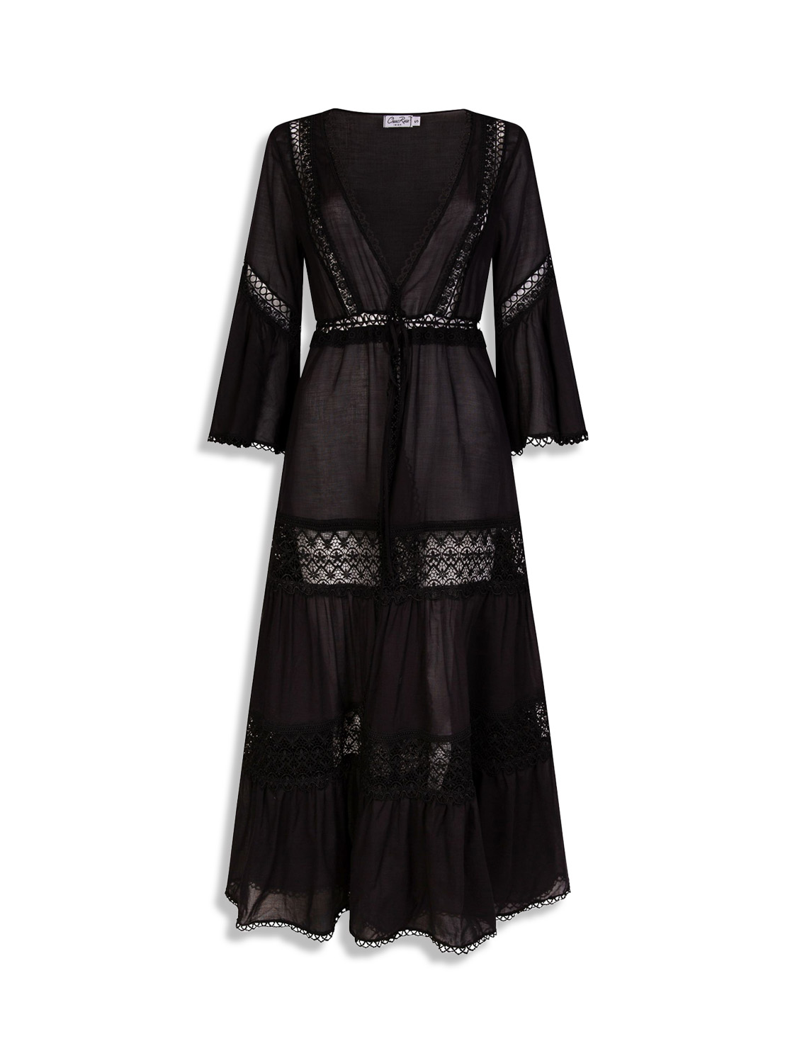 Glen - Long cut tunic with lace details and lacing at the waist 