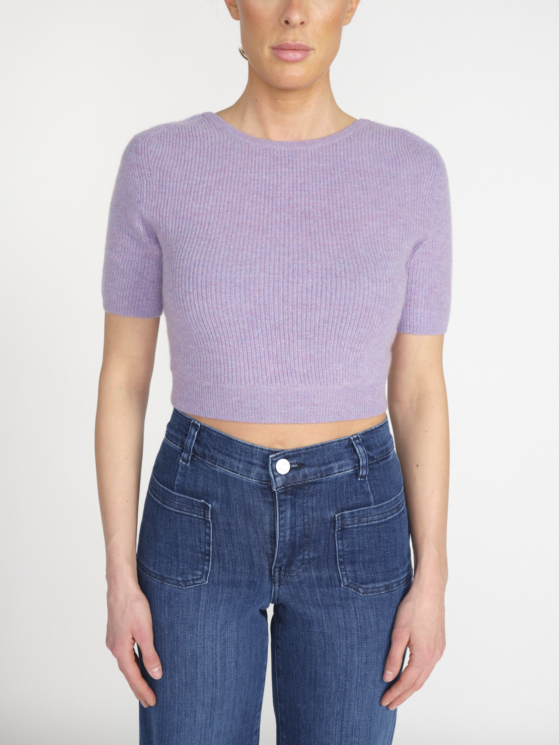 Lisa Yang Josefina - Short-sleeved cashmere sweater with cut-out at the back  lila XS/S
