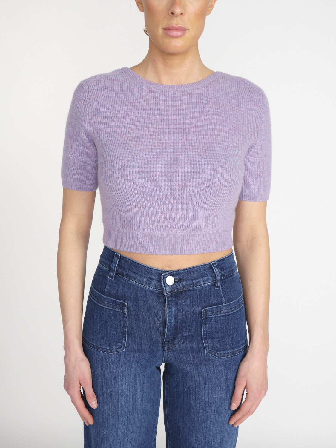 Lisa Yang Josefina - Maglia in cashmere a maniche corte con taglio sul retro   viola XS/S