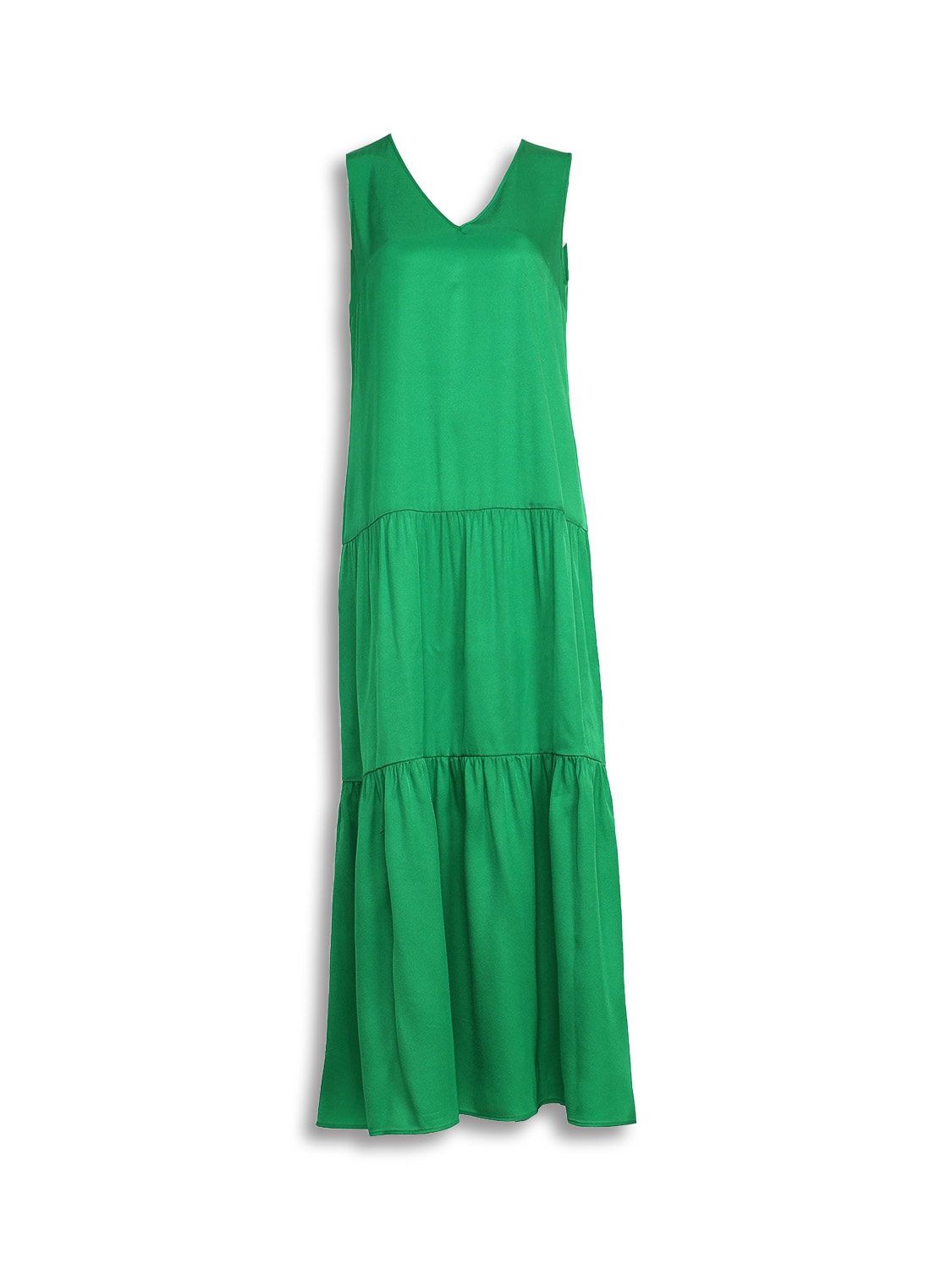 Sleeveless maxi dress with silk part