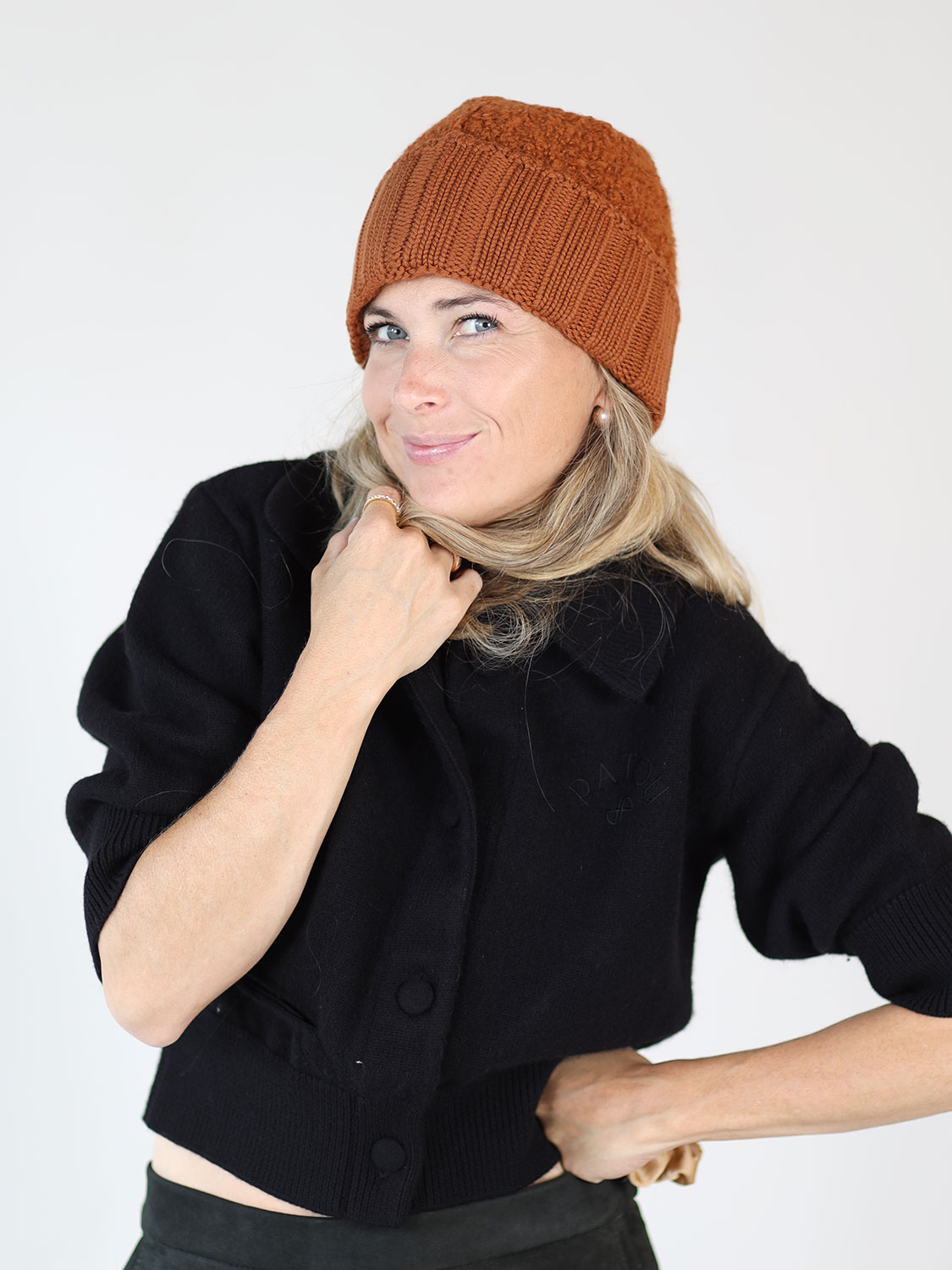 Patou Wool hat with patch orange One Size
