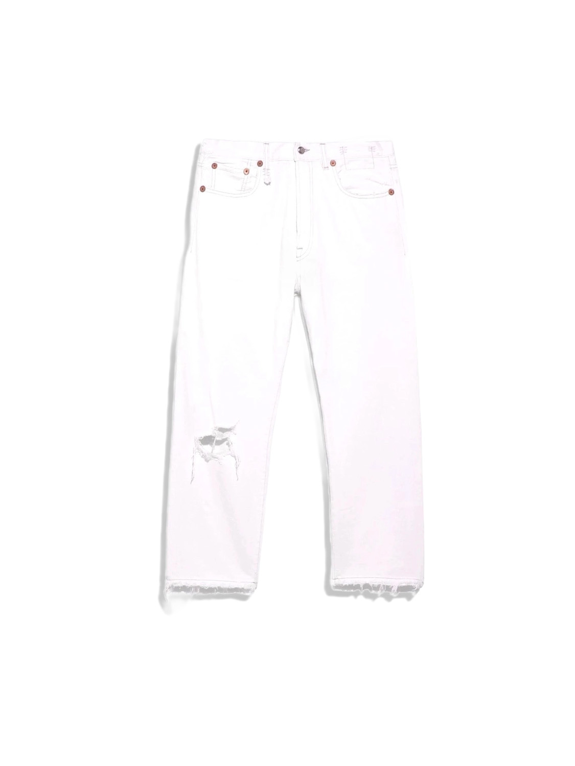 R13 Boy Straight - jeans in cotone dall'aspetto usato bianco 25